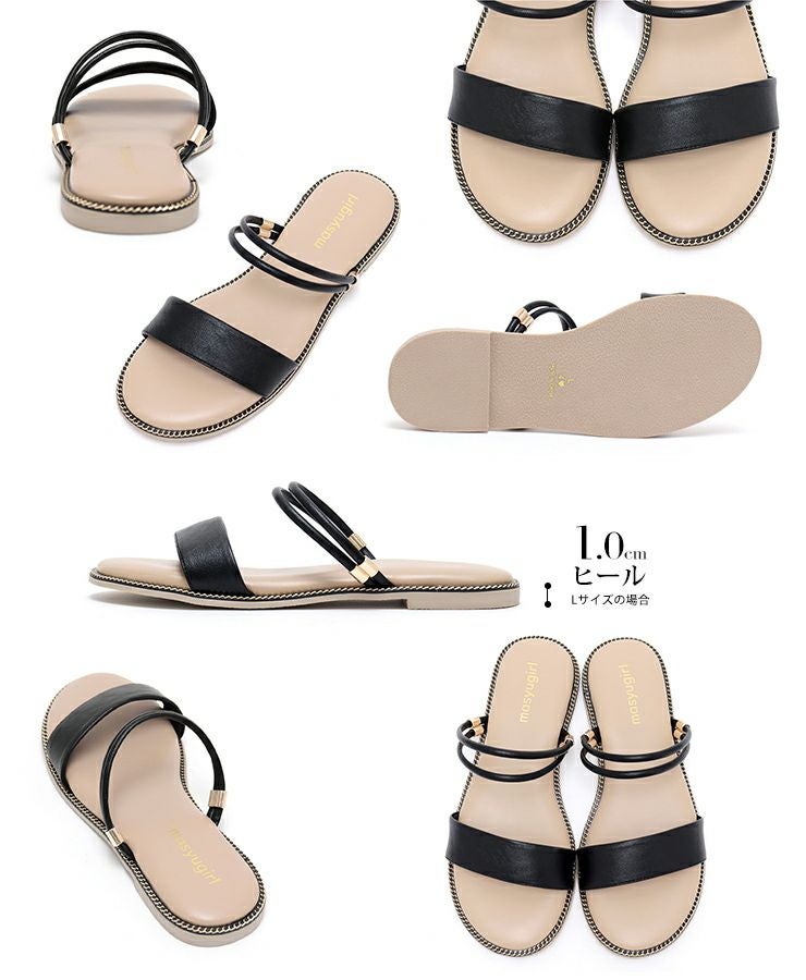 【4E幅広・大きいサイズ】ストラップフラットサンダル ▲返品不可