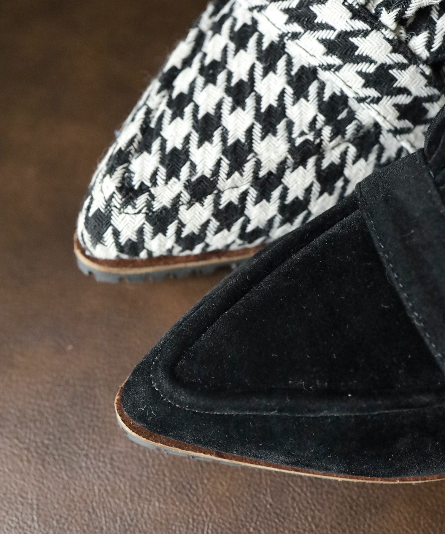 ラッフルデザインポインテッドトゥ厚底ローファーパンプス▲返品不可