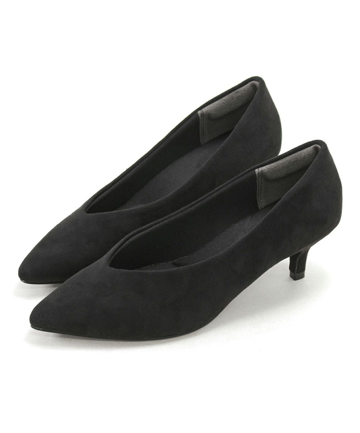 削れないかかとゴム&高機能クッションの美脚ローヒールパンプス