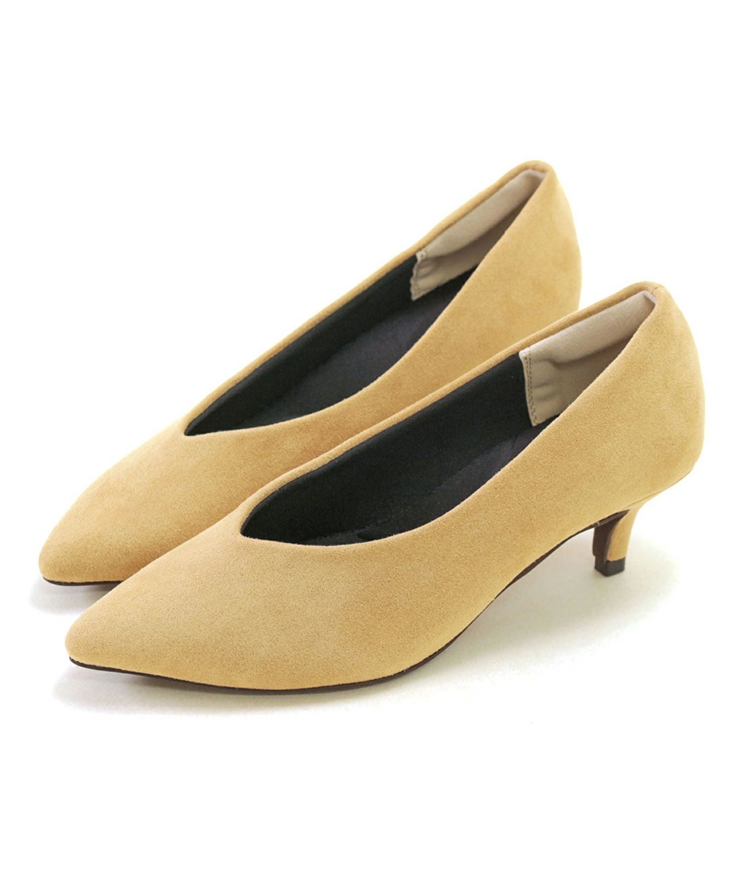 削れないかかとゴム&高機能クッションの美脚ローヒールパンプス