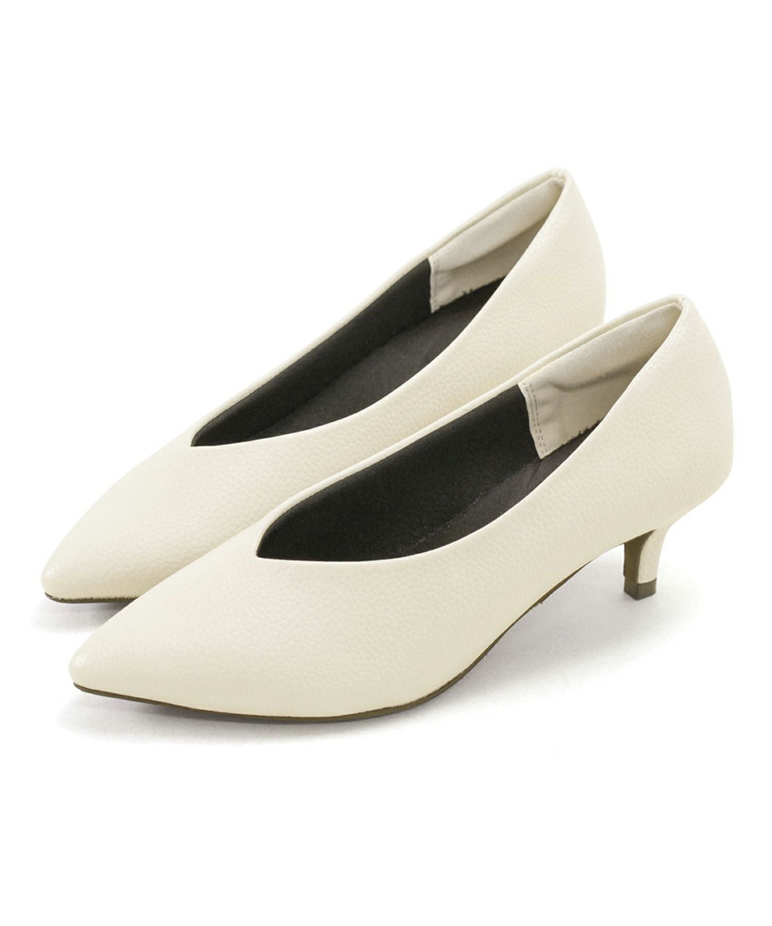 削れないかかとゴム&高機能クッションの美脚ローヒールパンプス