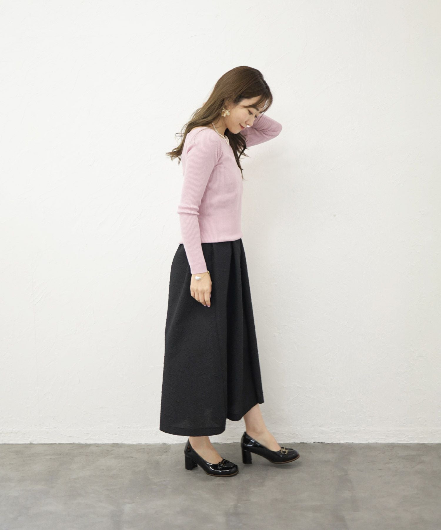 ビット付きフレアヒールパンプス▲返品交換不可