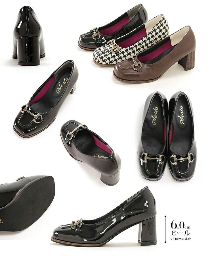 ビット付きフレアヒールパンプス▲返品交換不可