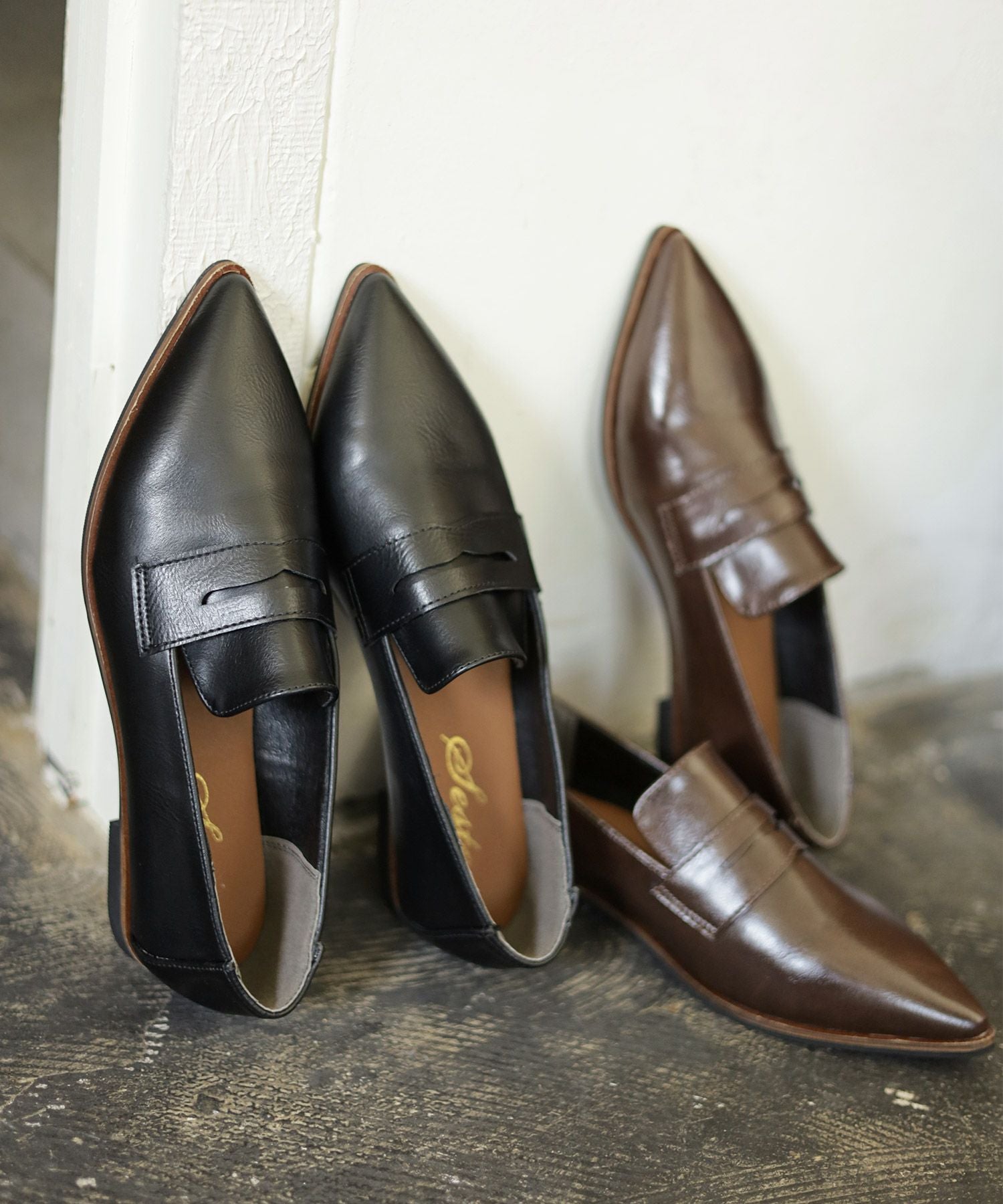 ポインテッドトゥコインローファーパンプス▲返品交換不可