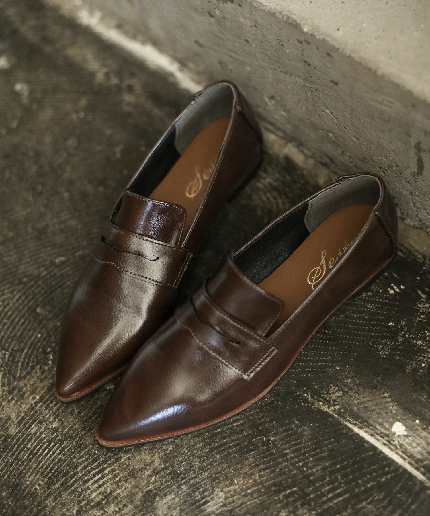 ポインテッドトゥコインローファーパンプス▲返品交換不可