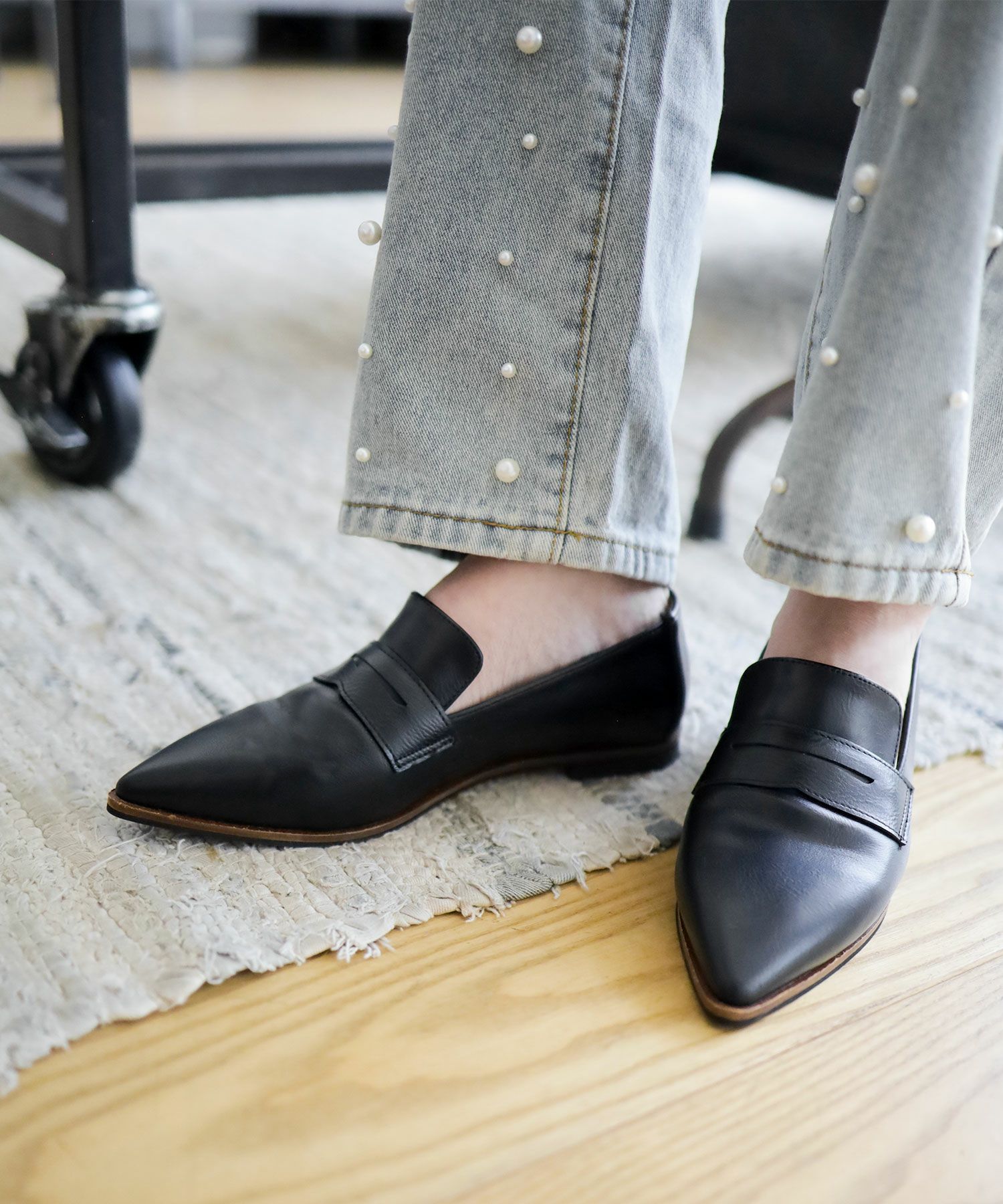 ポインテッドトゥコインローファーパンプス▲返品交換不可