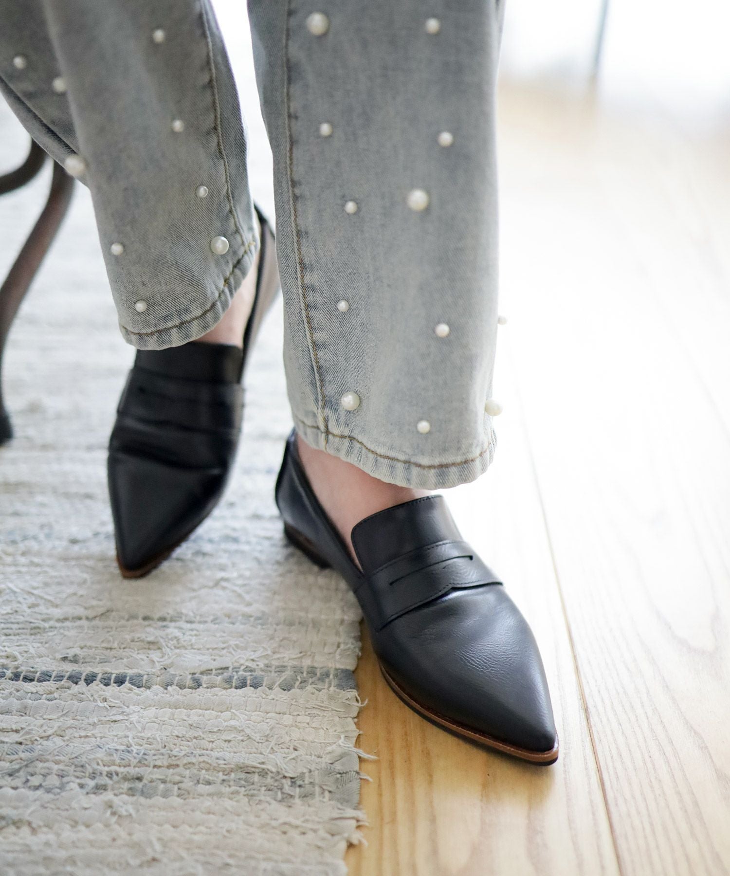 ポインテッドトゥコインローファーパンプス▲返品交換不可