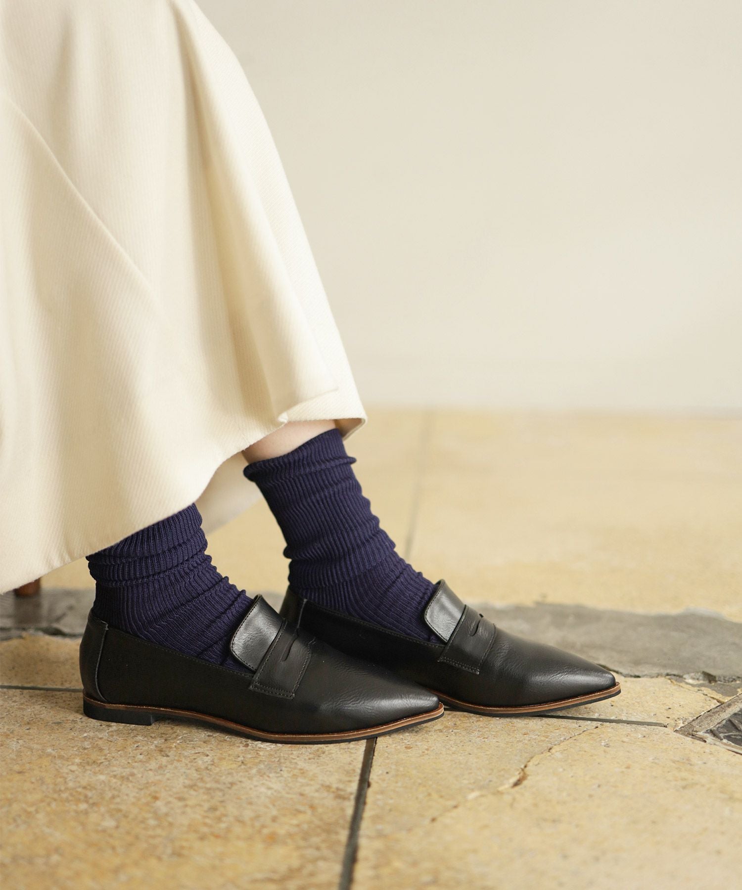 ポインテッドトゥコインローファーパンプス▲返品交換不可