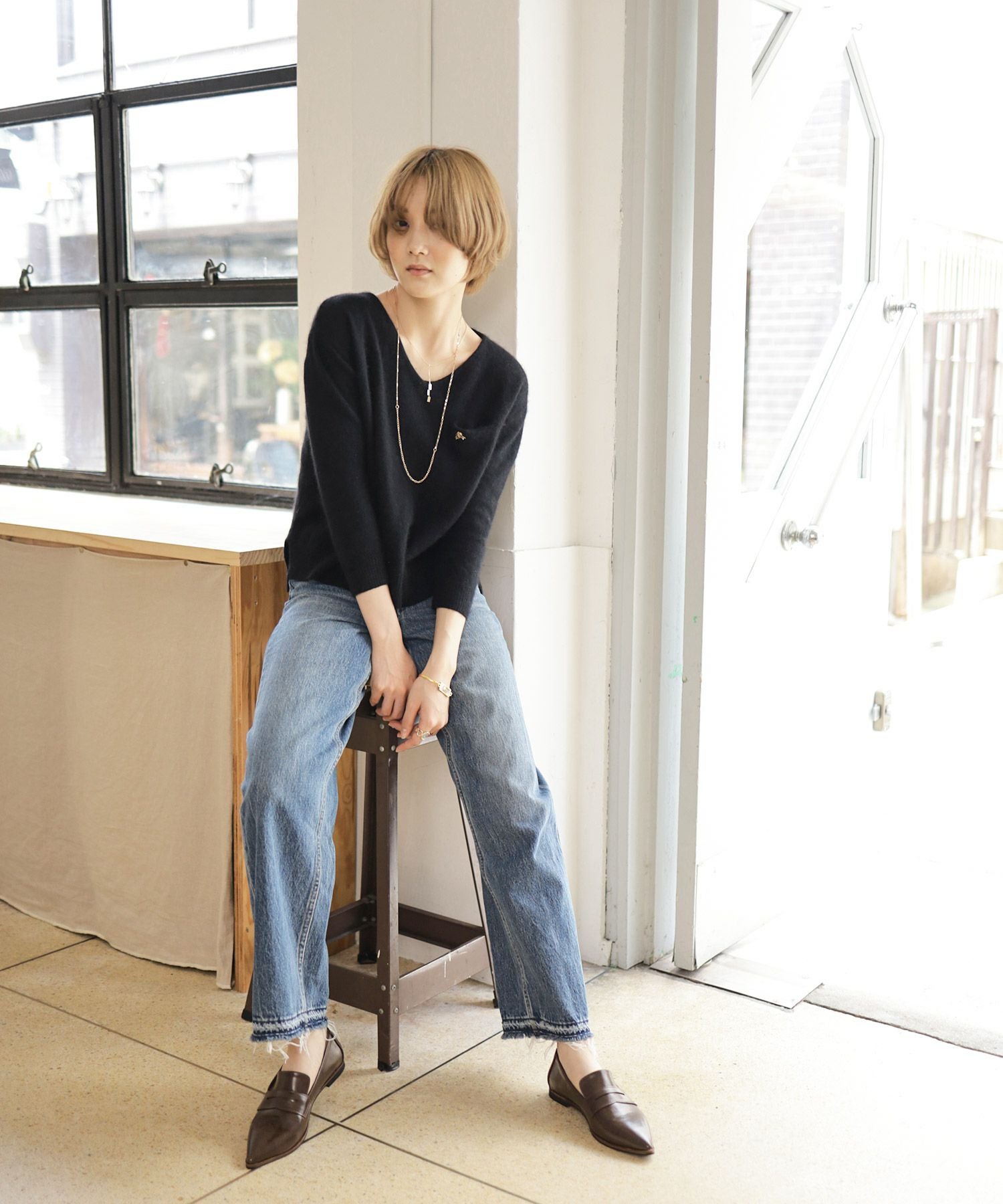 ポインテッドトゥコインローファーパンプス▲返品交換不可