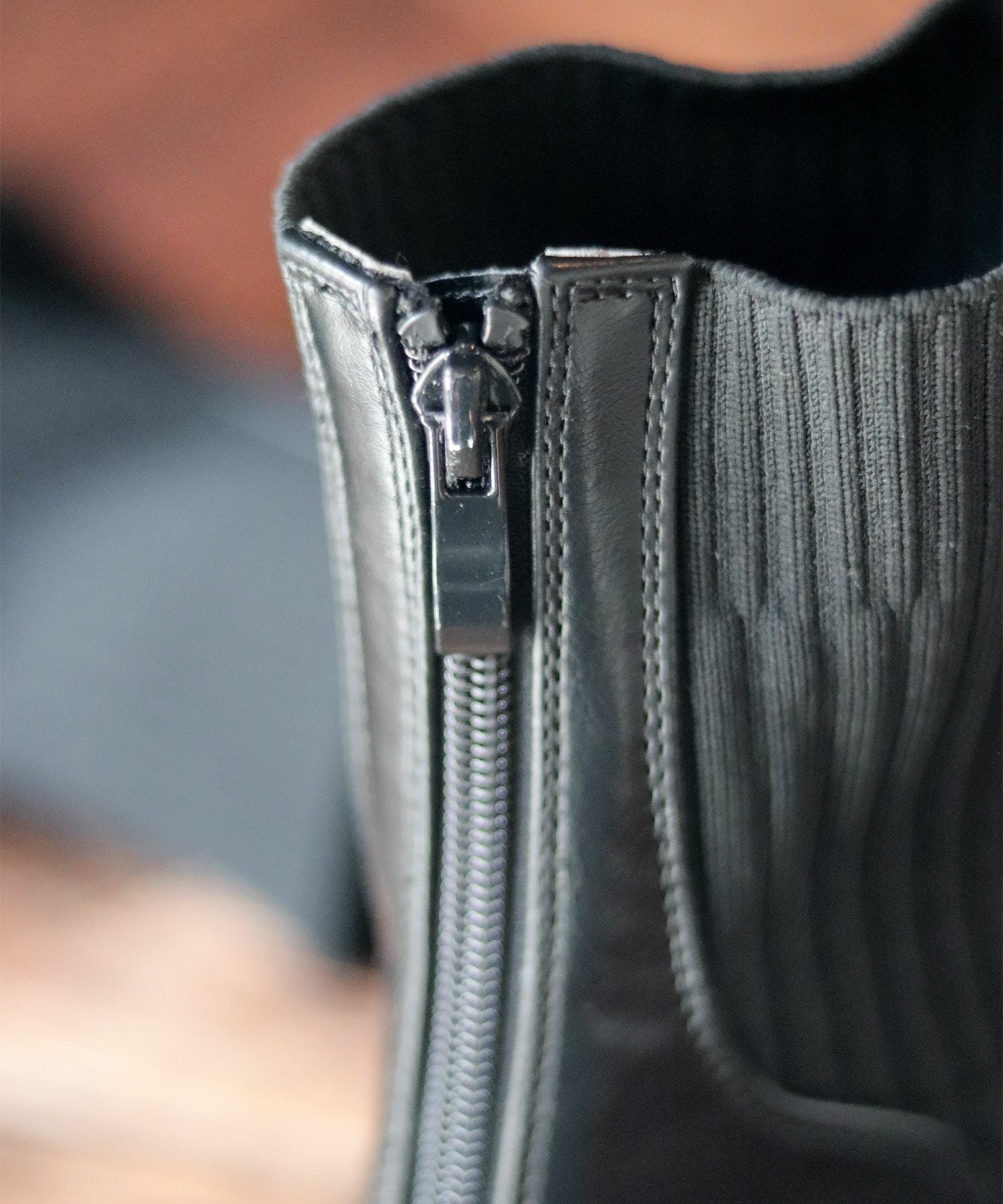 ニットコンビローヒールショートブーツ