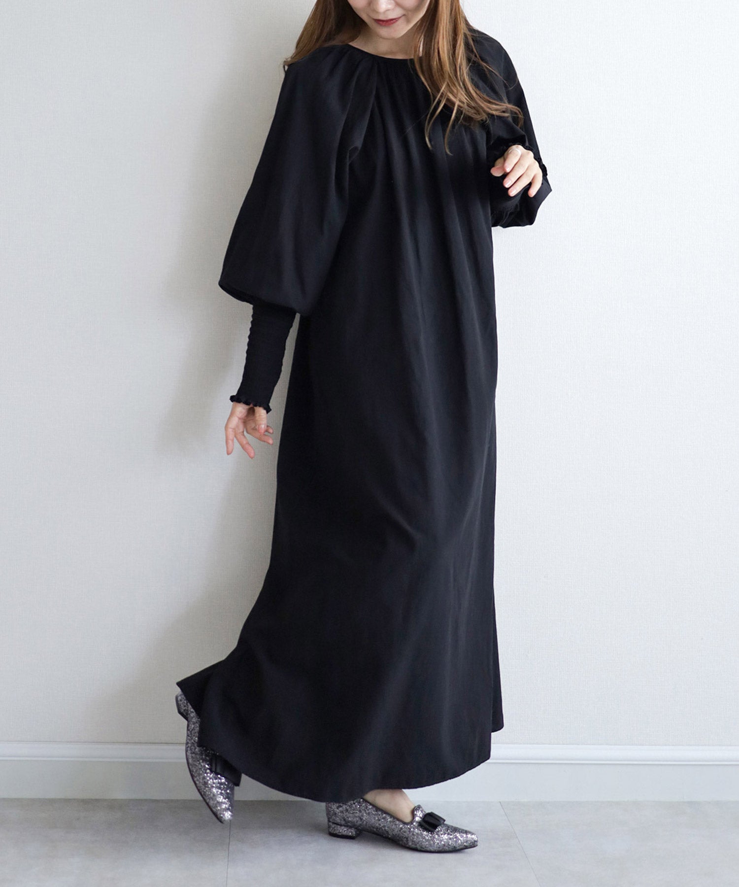 ポインテッドトゥローヒールリボンローファーパンプス 一部4月上旬入荷予定