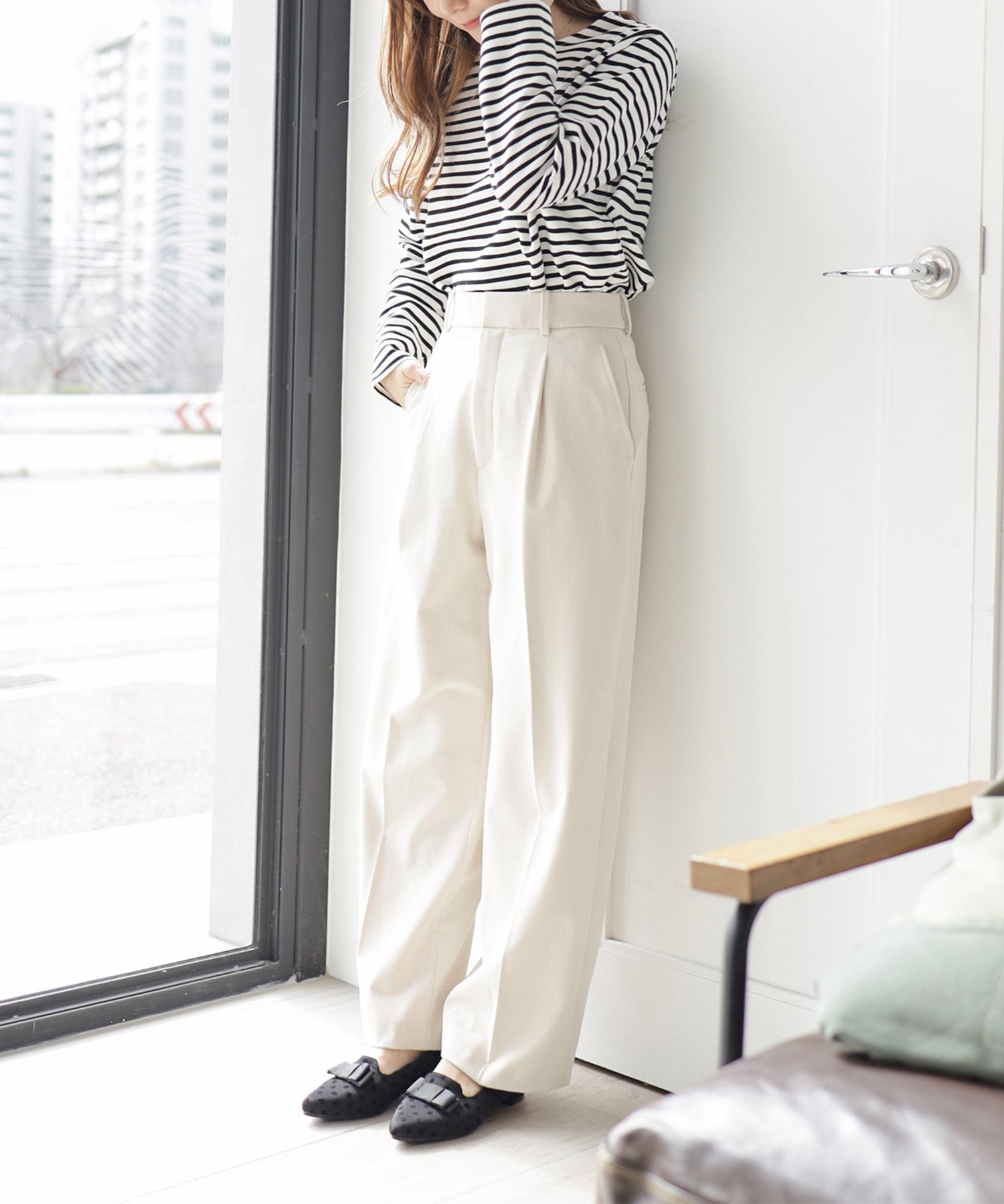 ポインテッドトゥローヒールリボンローファーパンプス 一部4月上旬入荷予定