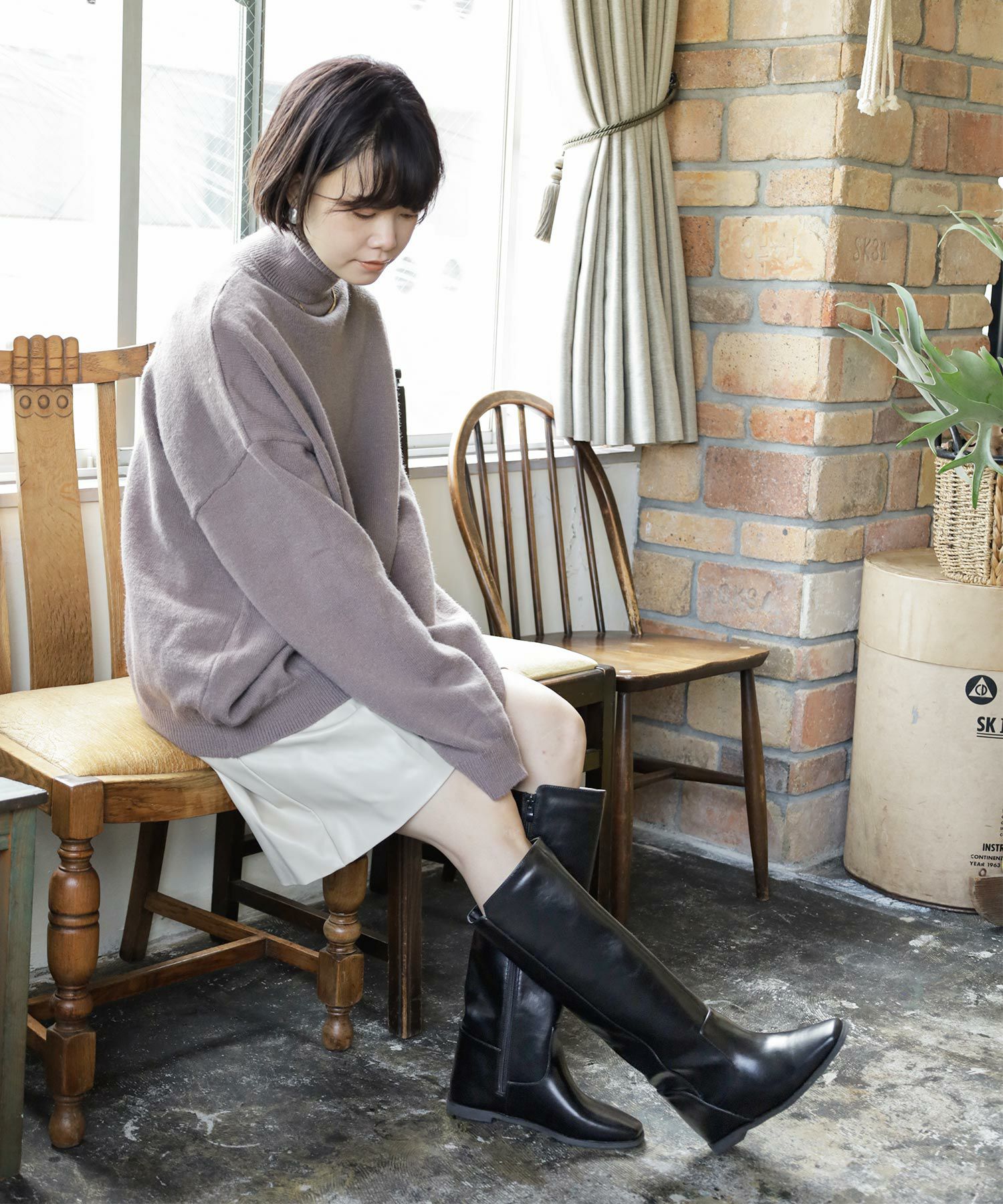 3cmインヒール入り！ストレートロングブーツ