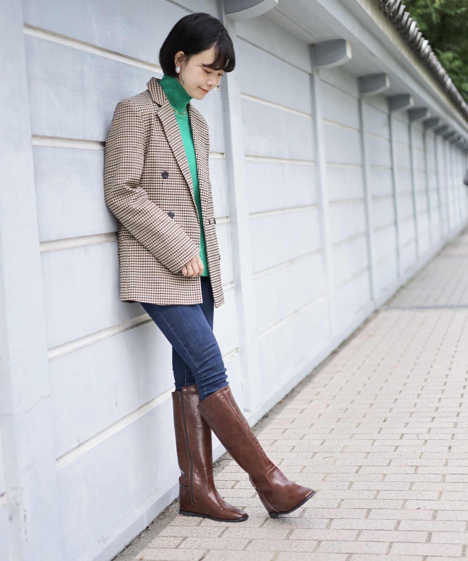 3cmインヒール入り!ストレートロングブーツ