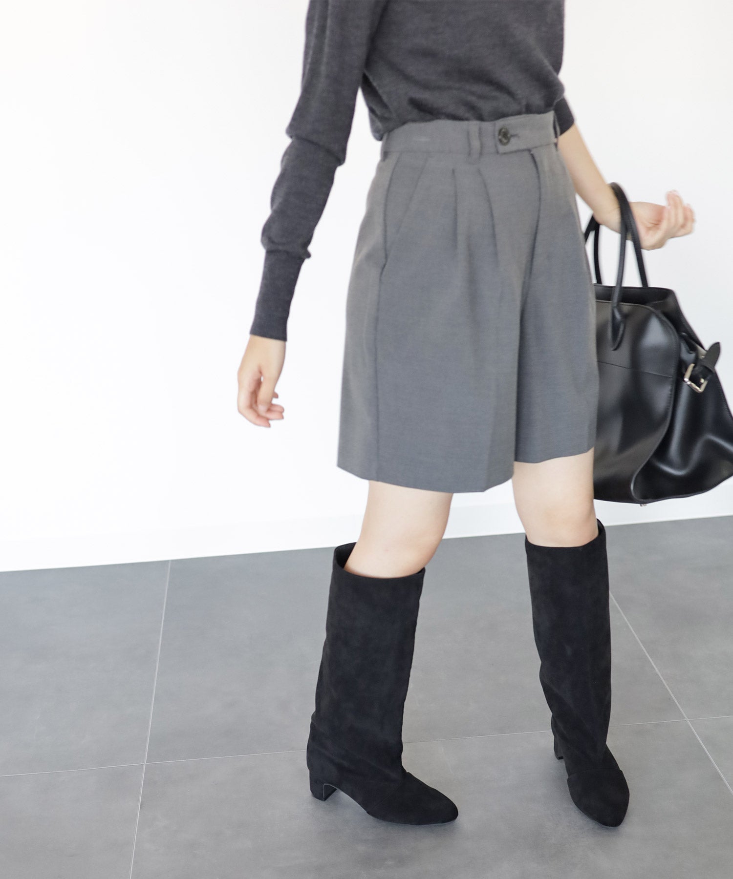 ワイドシャフトミドルヒールロングブーツ Newカラー 一部10月上旬入荷予定