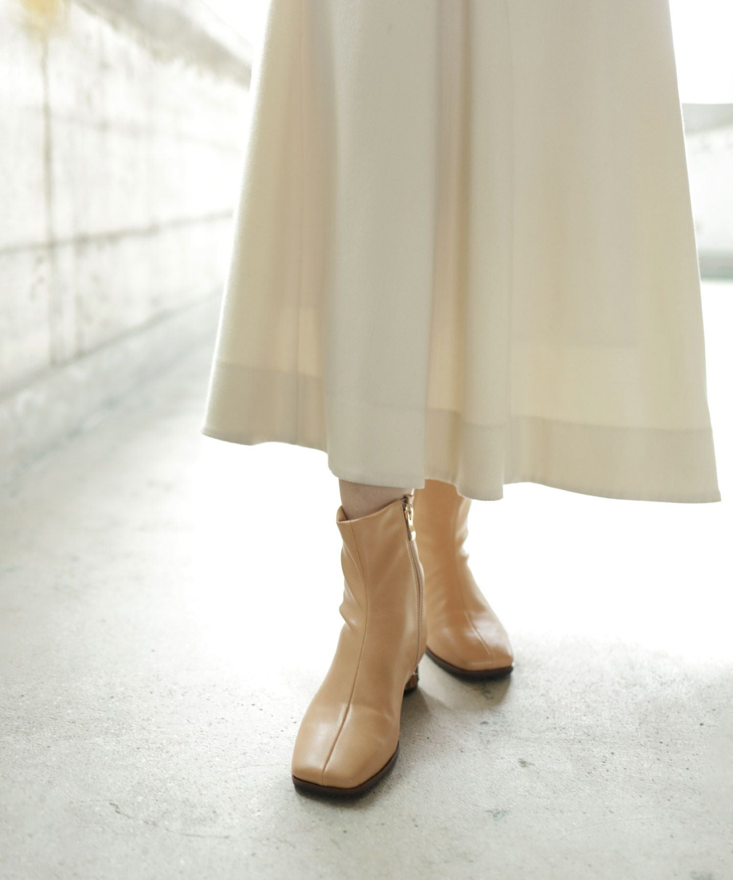 ウッドローヒールショートブーツ▲返品不可