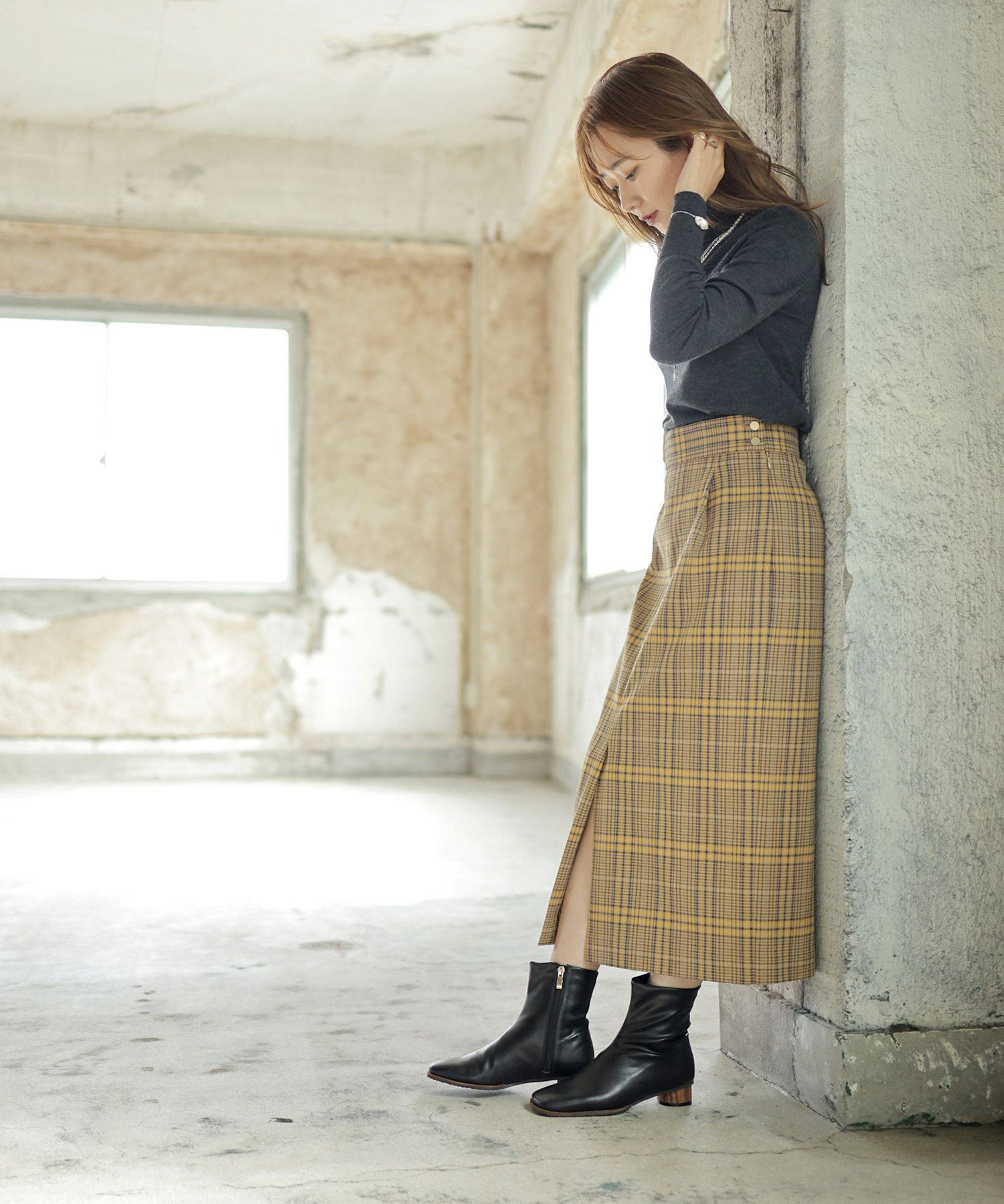 ウッドローヒールショートブーツ▲返品不可