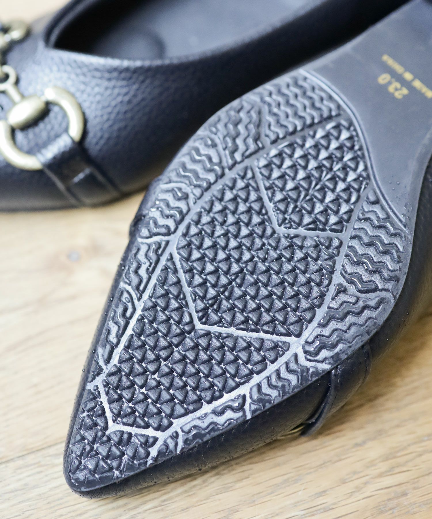 生活防水!晴雨兼用アンティークビットポインテッドトゥレインパンプス/レインシューズ