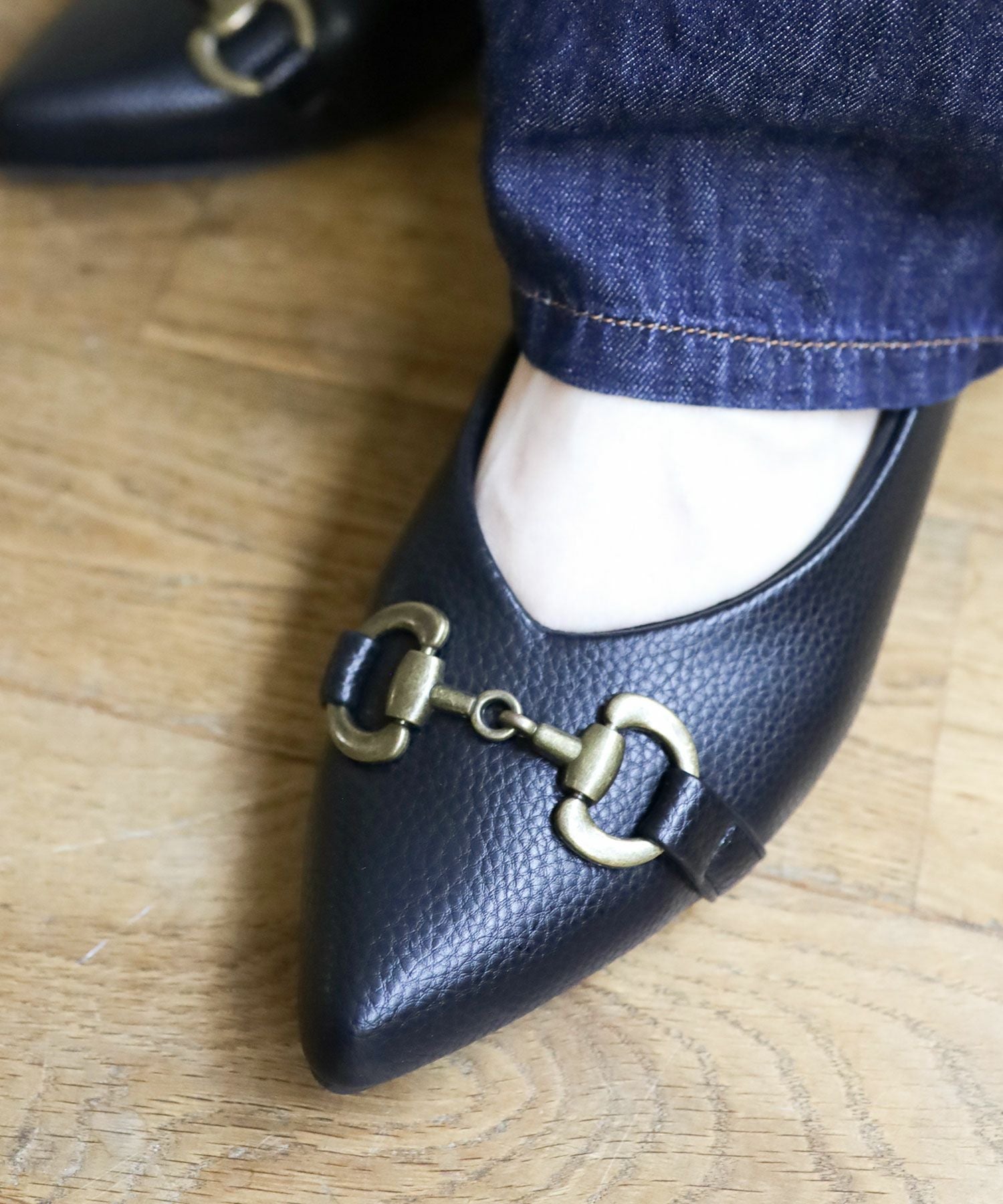 生活防水!晴雨兼用アンティークビットポインテッドトゥレインパンプス/レインシューズ