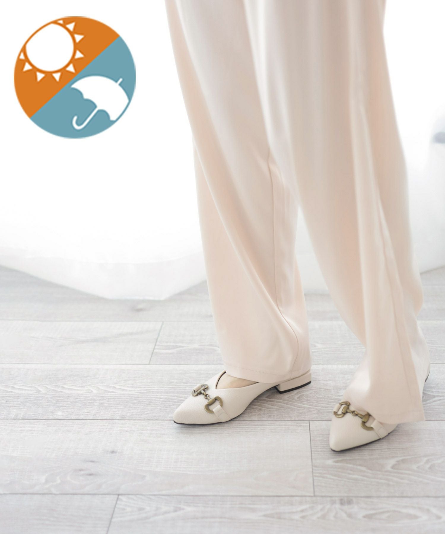 生活防水！晴雨兼用アンティークビットポインテッドトゥレインパンプス/レインシューズ