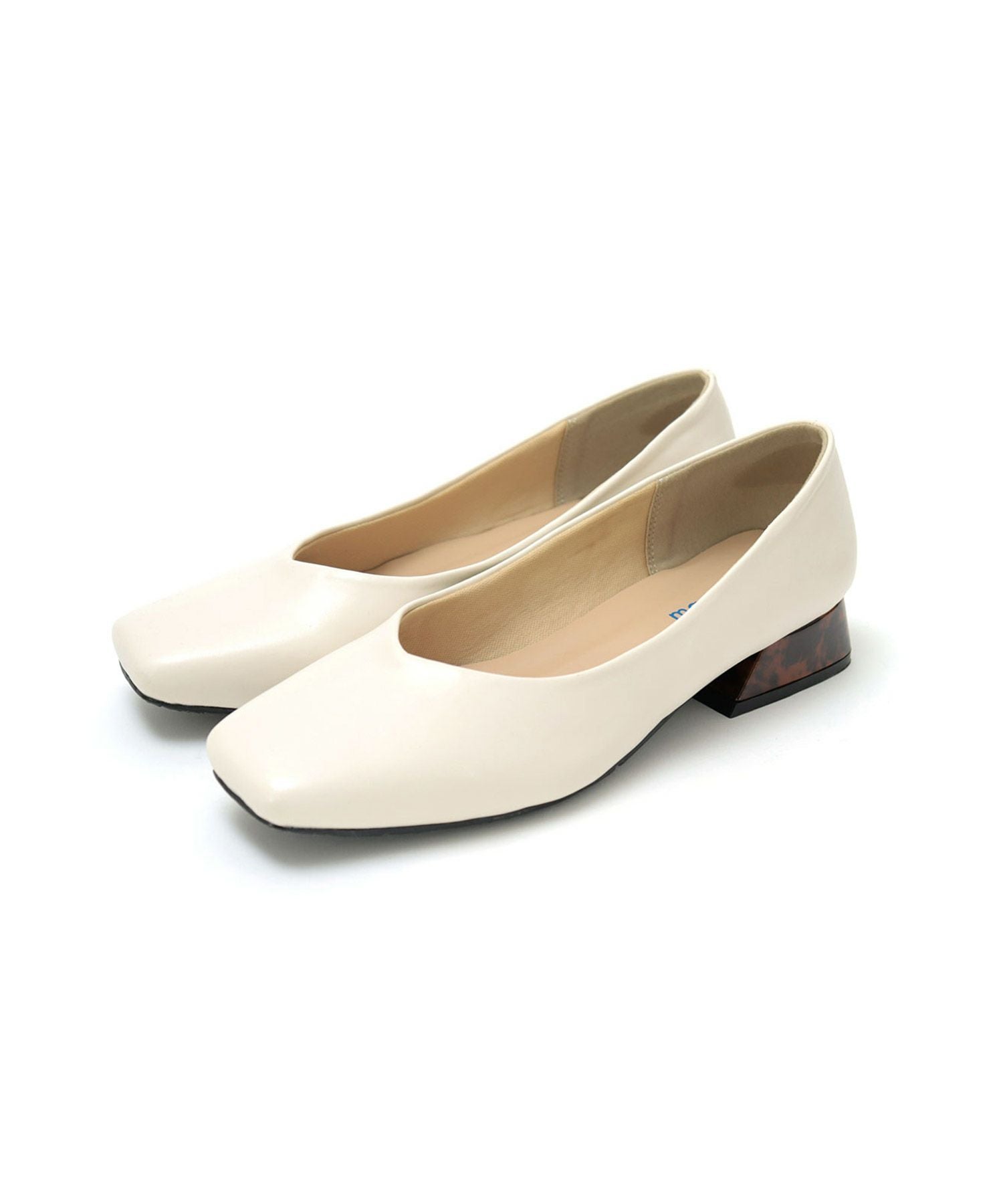 【4E幅広・大きいサイズ】【晴雨兼用】スクエアトゥフレアヒールパンプス