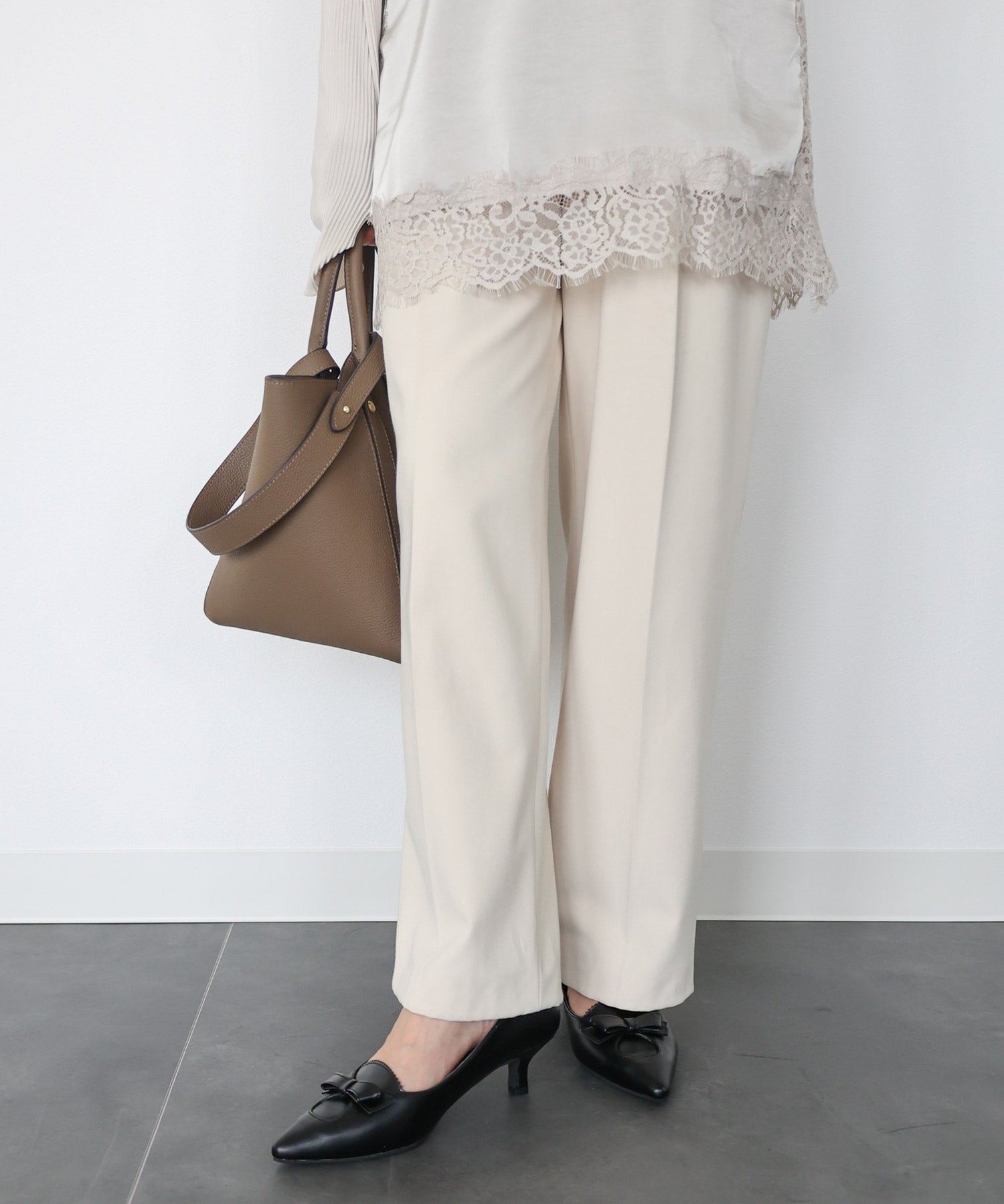 リボン付きキトゥンヒールクラシカルパンプス 一部5月中旬入荷予定