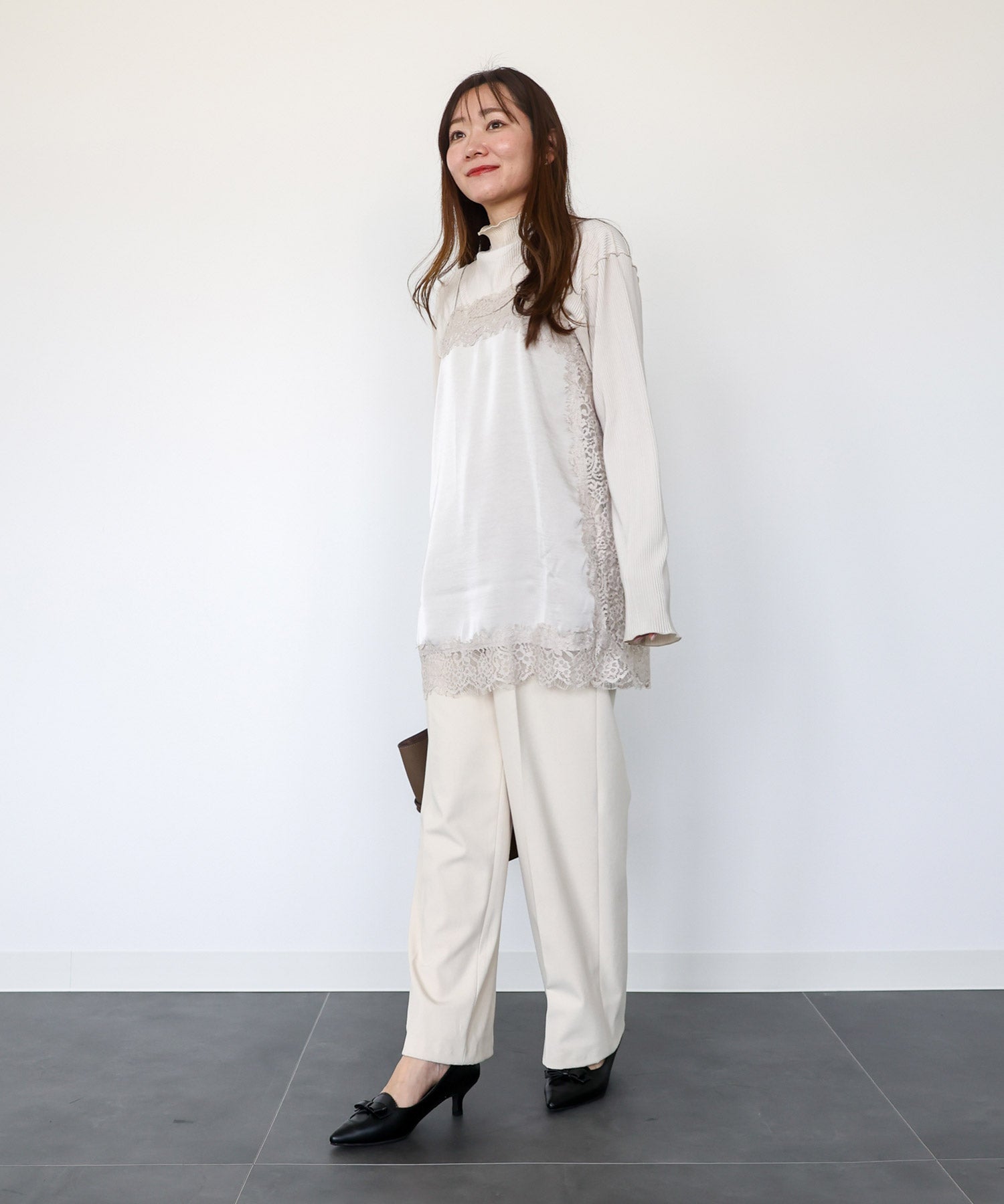 リボン付きキトゥンヒールクラシカルパンプス 一部5月中旬入荷予定