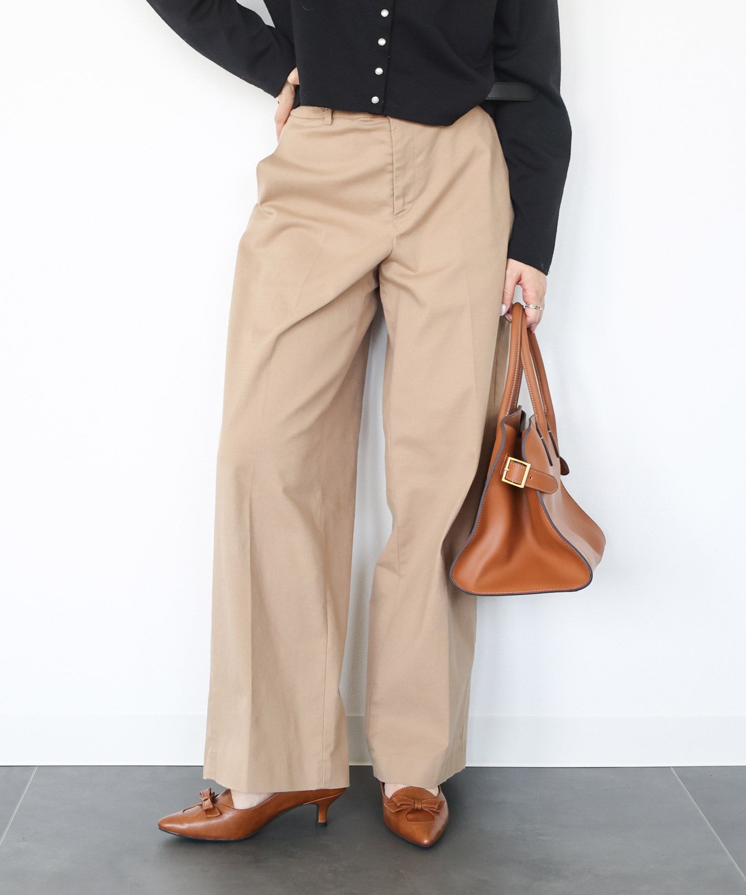 リボン付きキトゥンヒールクラシカルパンプス 一部5月中旬入荷予定