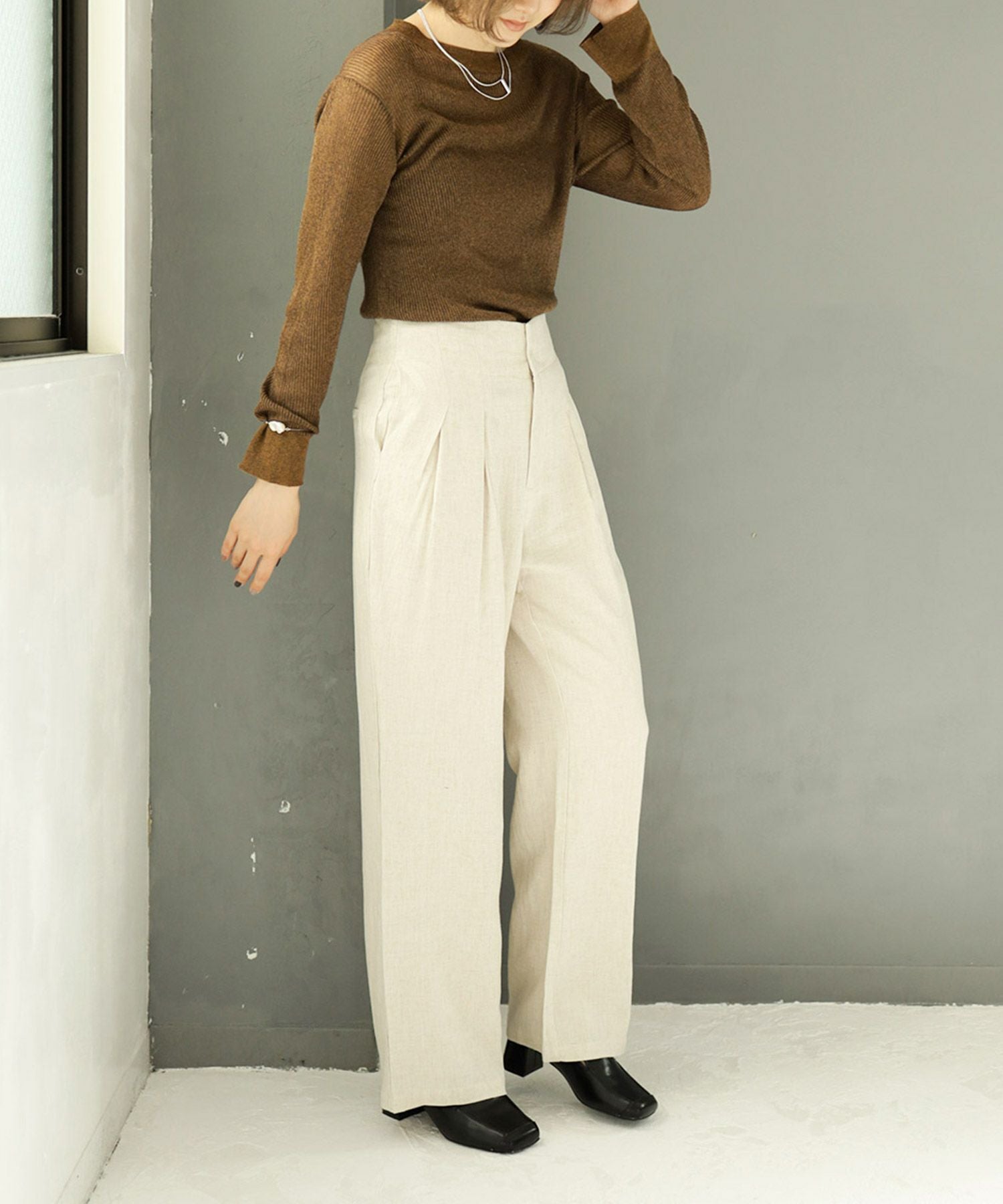 チャンキーヒールスクエアトゥローファーパンプス▲返品交換不可