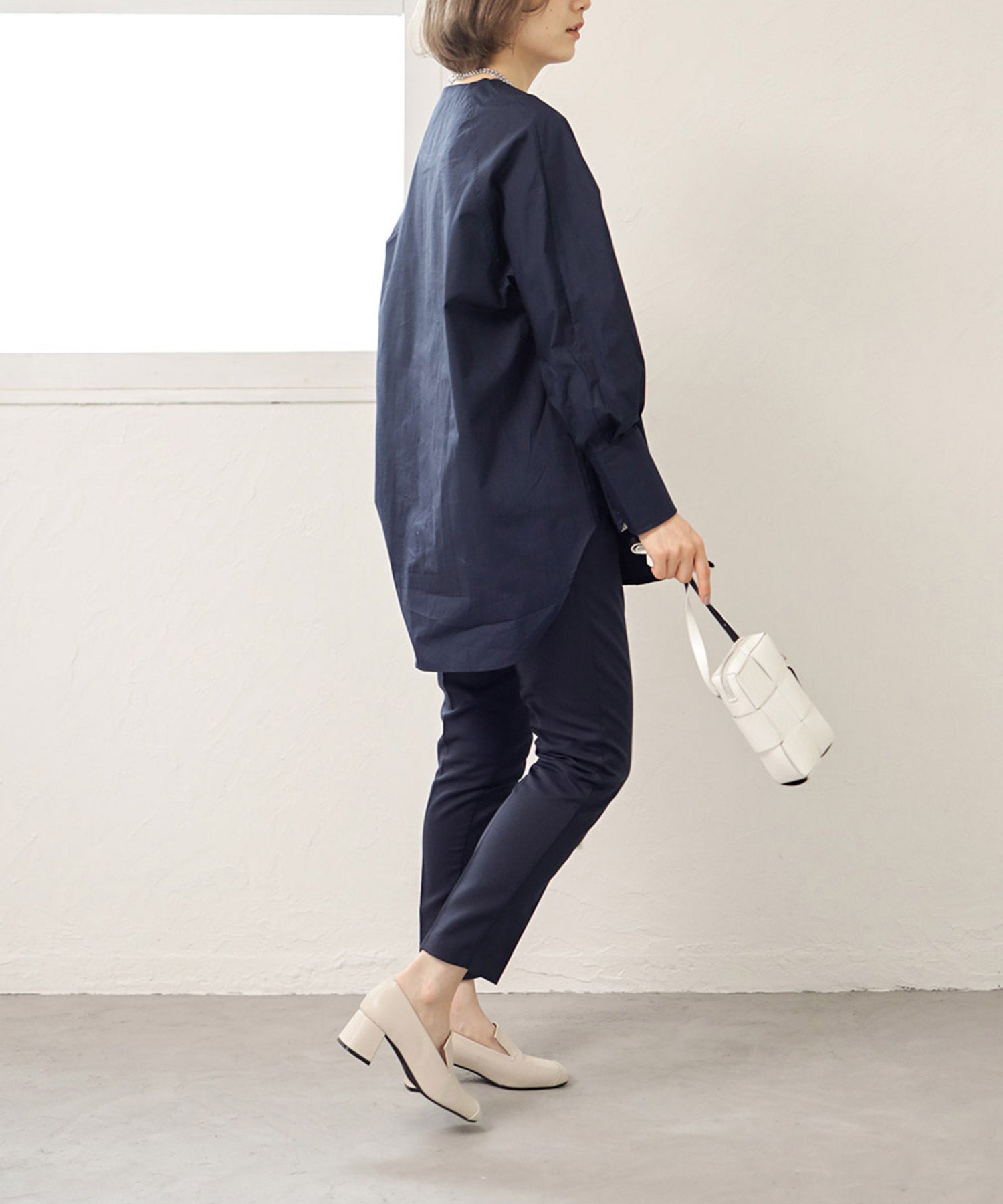 チャンキーヒールスクエアトゥローファーパンプス△返品交換不可