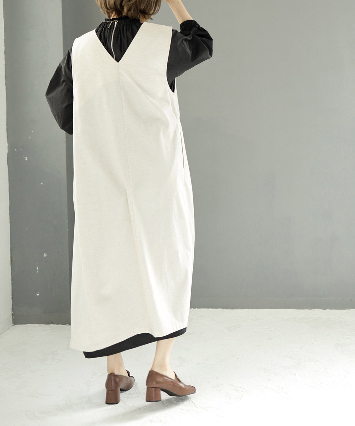 チャンキーヒールスクエアトゥローファーパンプス▲返品交換不可