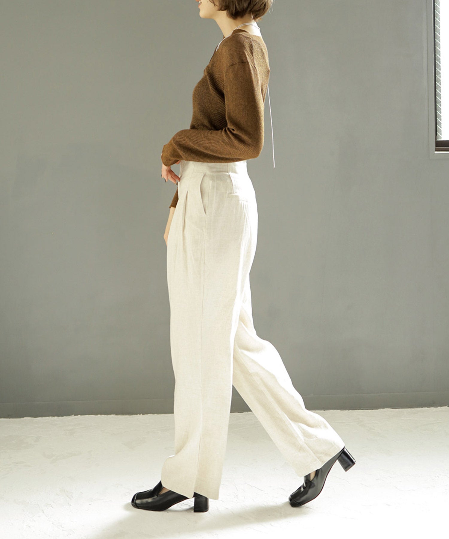 チャンキーヒールスクエアトゥローファーパンプス▲返品交換不可