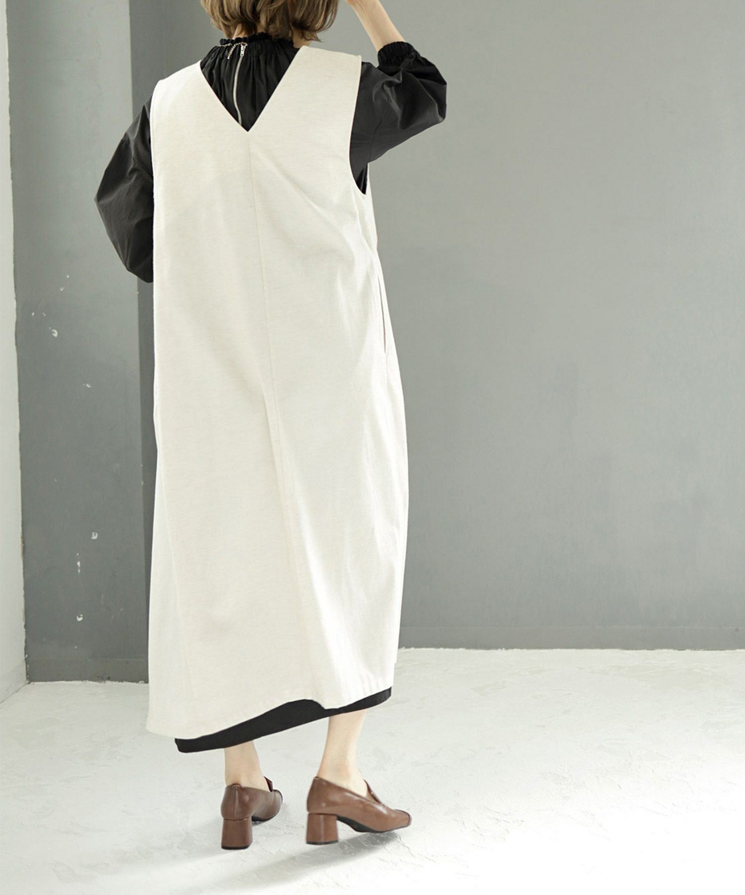 チャンキーヒールスクエアトゥローファーパンプス▲返品交換不可