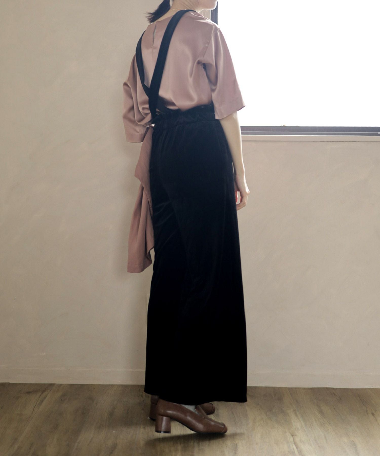 チャンキーヒールスクエアトゥローファーパンプス▲返品交換不可