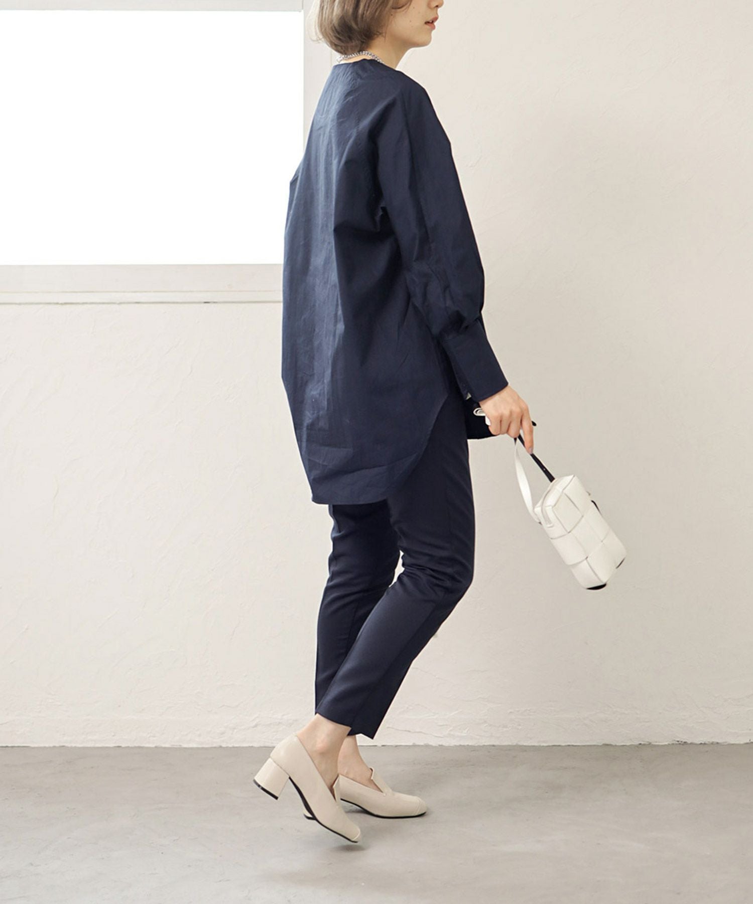 チャンキーヒールスクエアトゥローファーパンプス▲返品交換不可