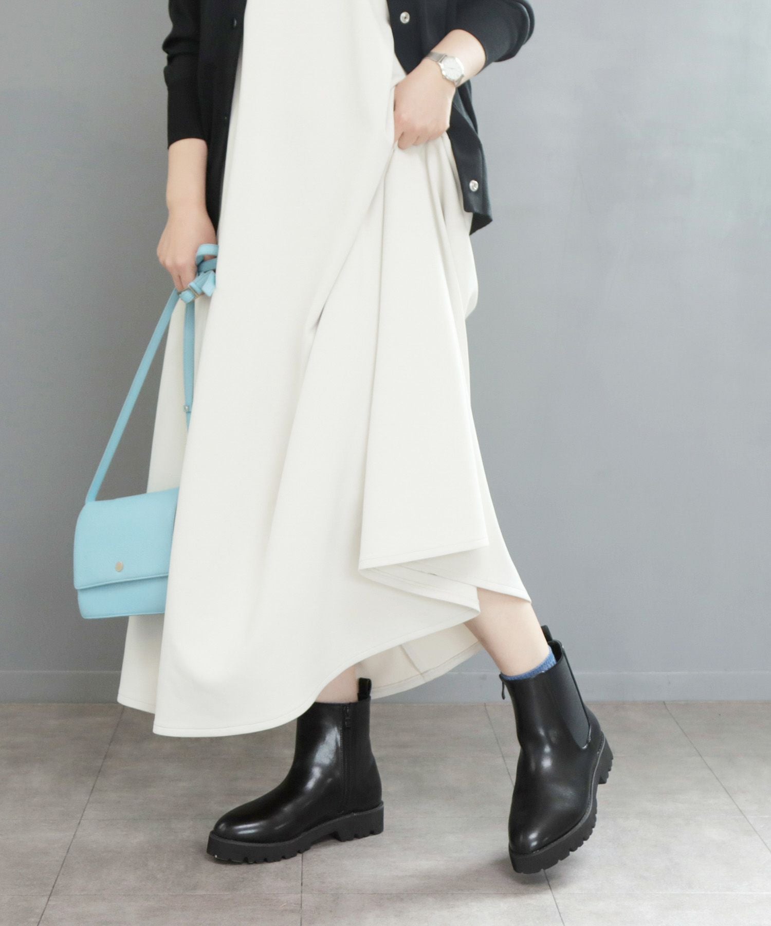 【4E幅広・大きいサイズ】厚底サイドゴアショートブーツ