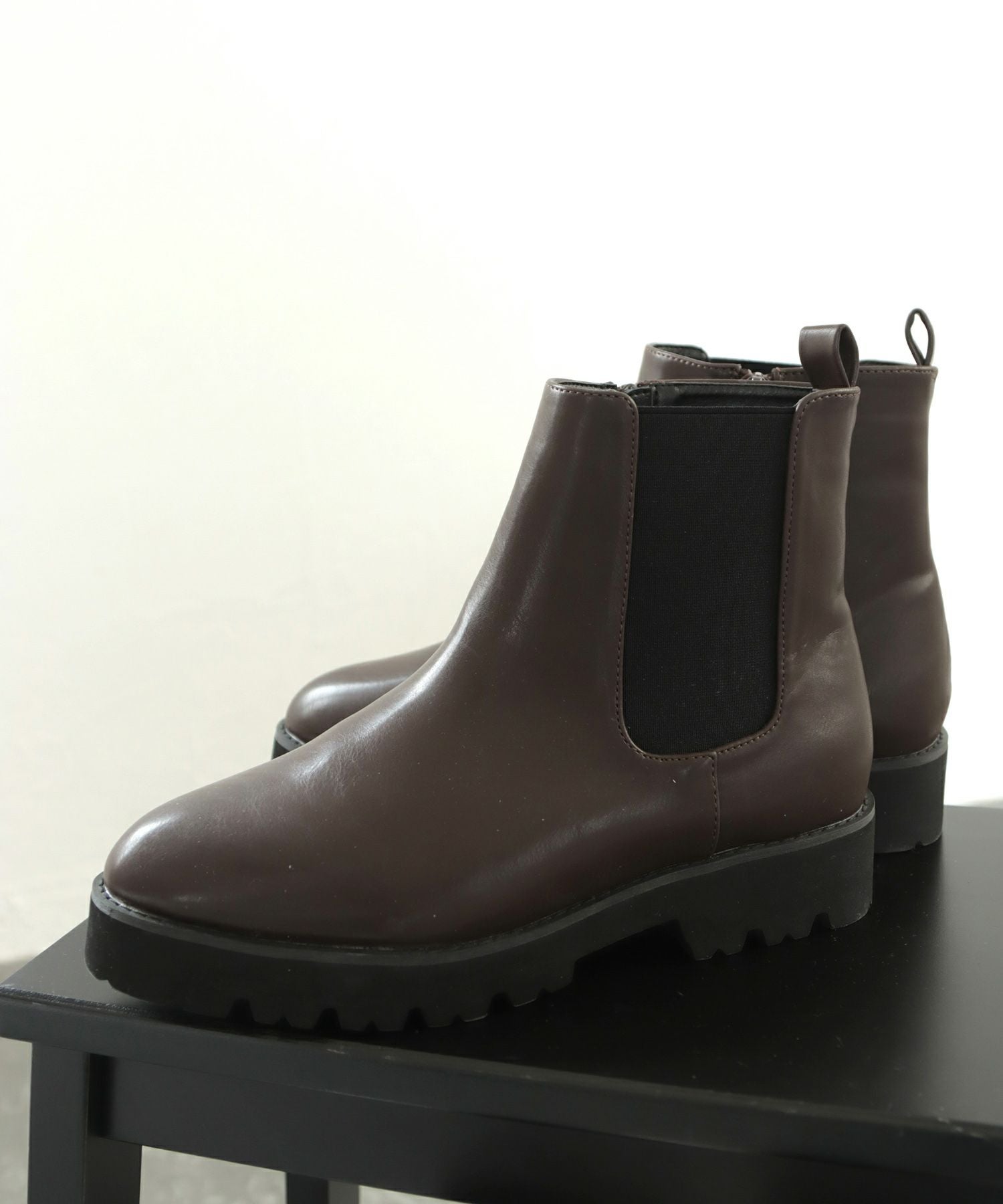 【4E幅広・大きいサイズ】厚底サイドゴアショートブーツ