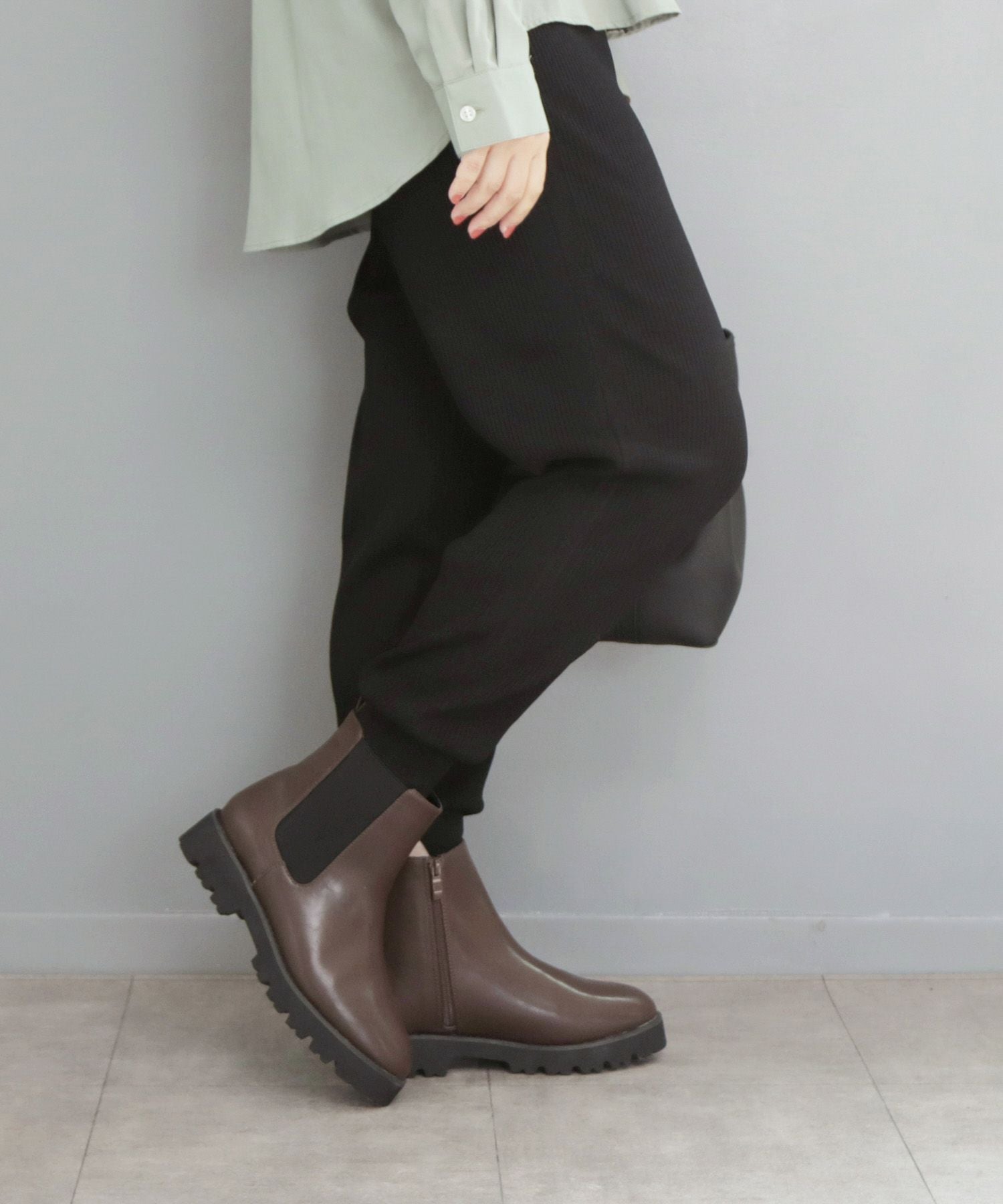 【4E幅広・大きいサイズ】厚底サイドゴアショートブーツ