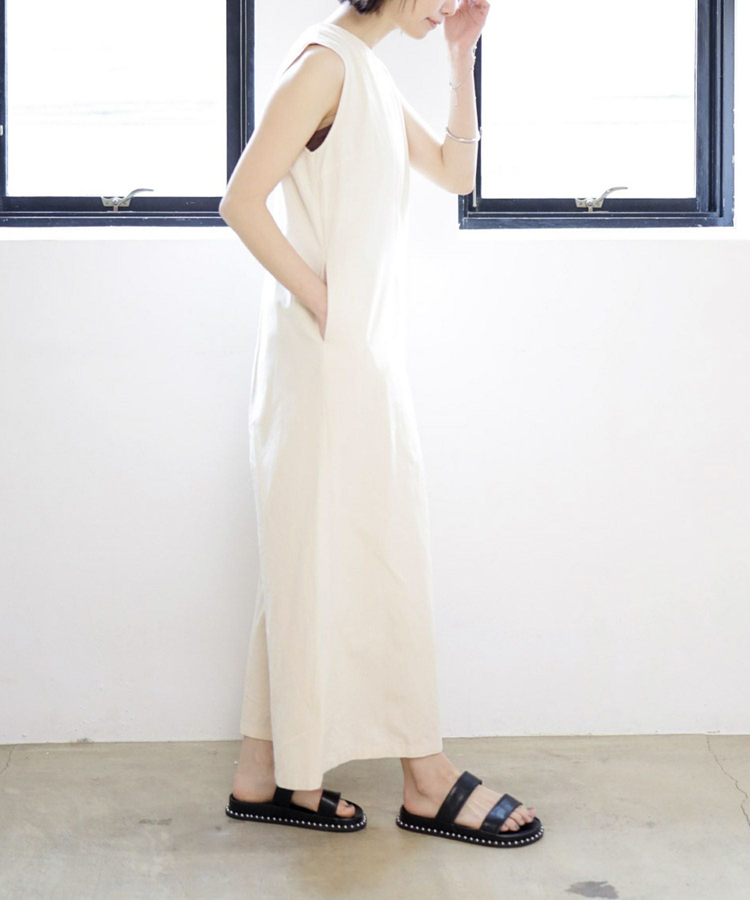 パールピースのダブルストラップフットベッドサンダル▲返品不可