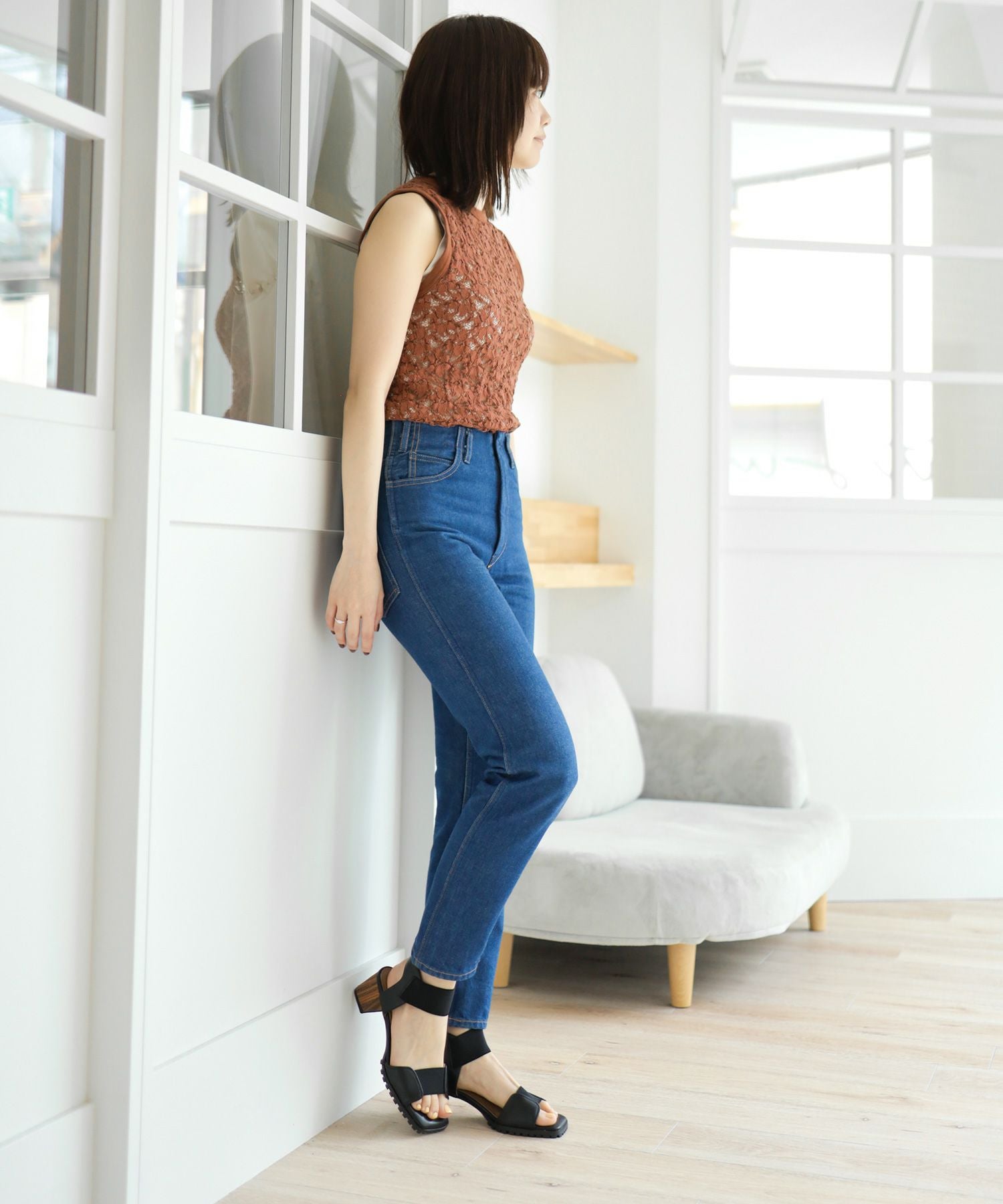 自分の足にフィットする!ゴムフィットチャンキーヒールサンダル 一部4月上旬入荷予定