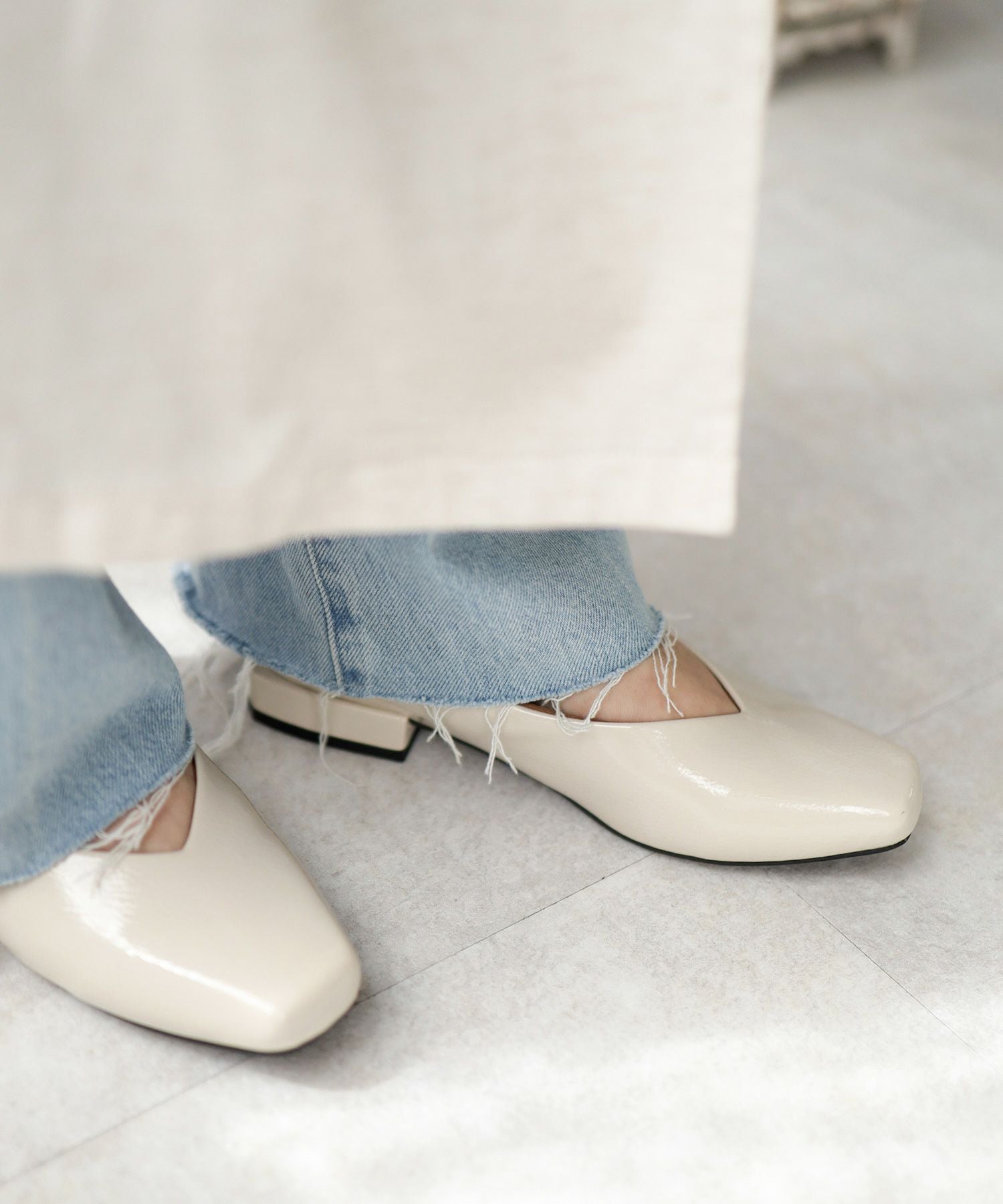 スクエアトゥローヒールエナメルパンプス△返品交換不可 | SESTO