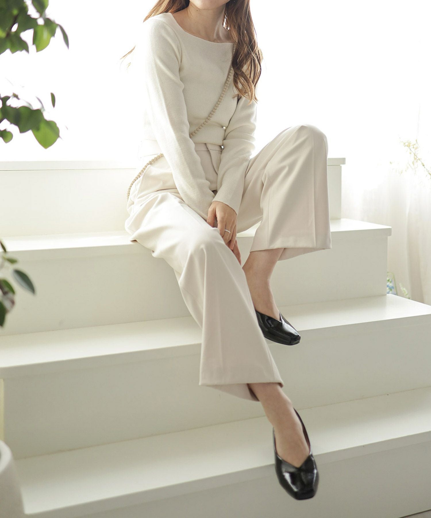 スクエアトゥローヒールエナメルパンプス▲返品交換不可