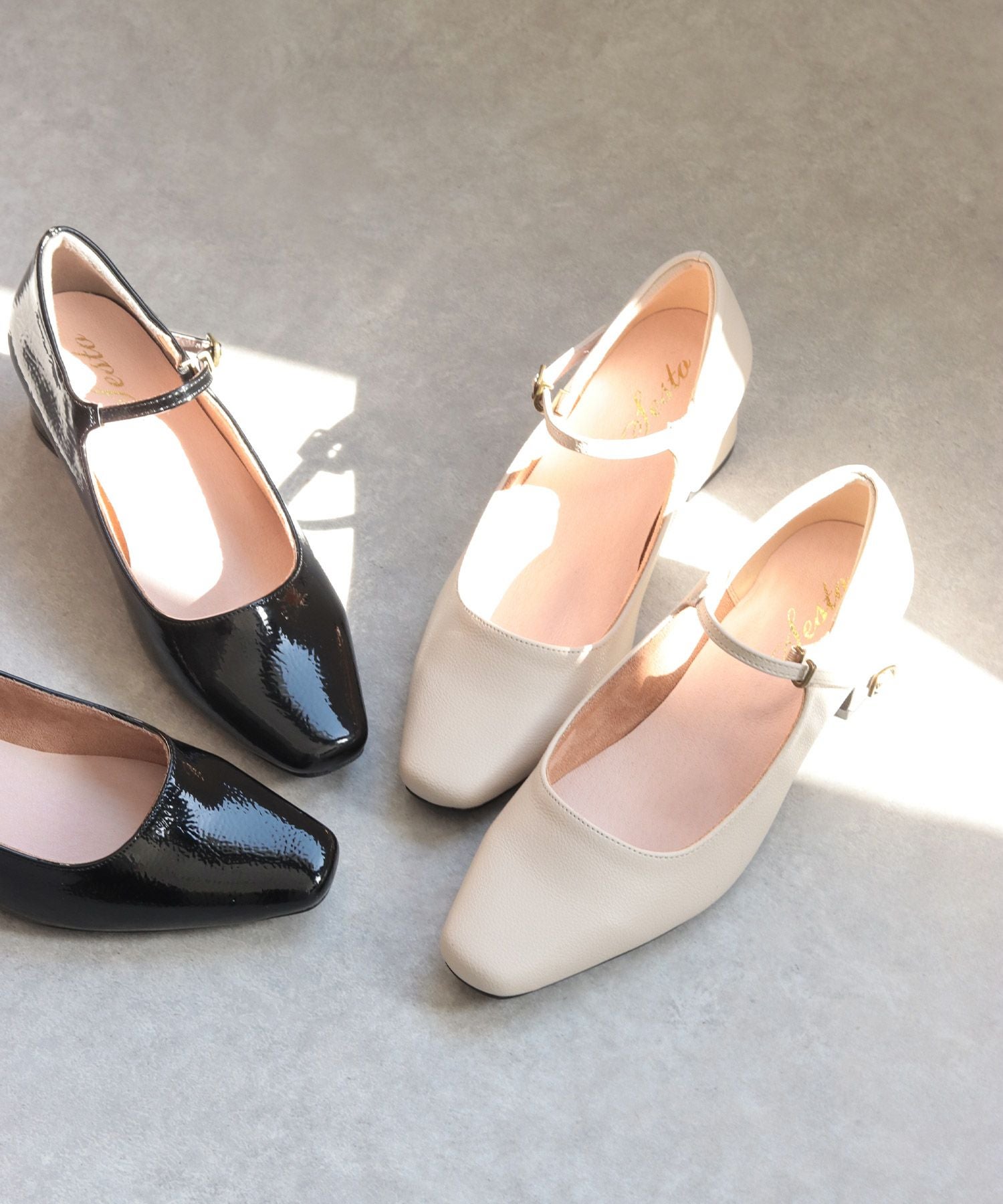 スクエアトゥメリージェーンストラップパンプス