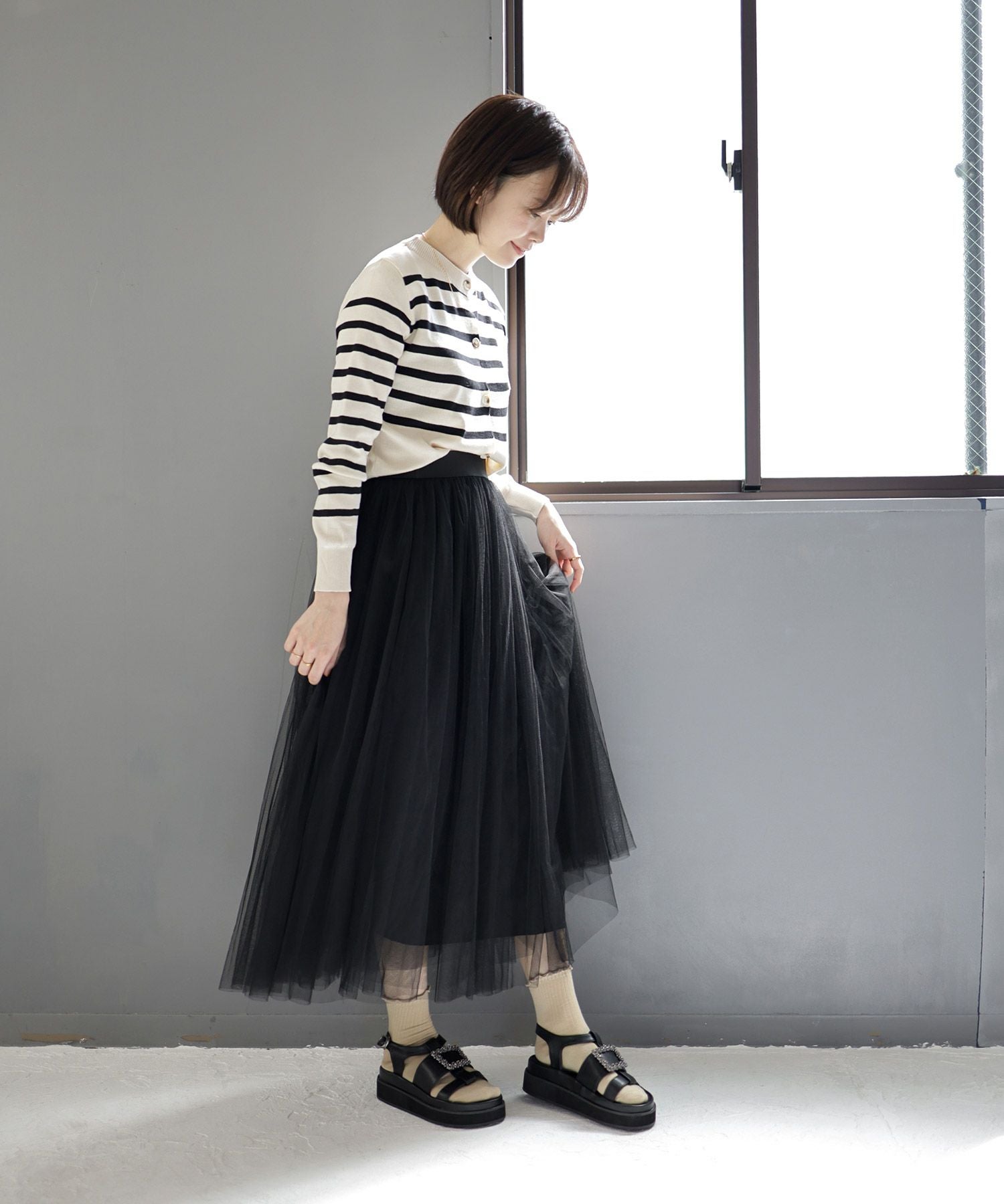 ビジューモチーフ付き厚底フットベッドサンダル▲返品交換不可