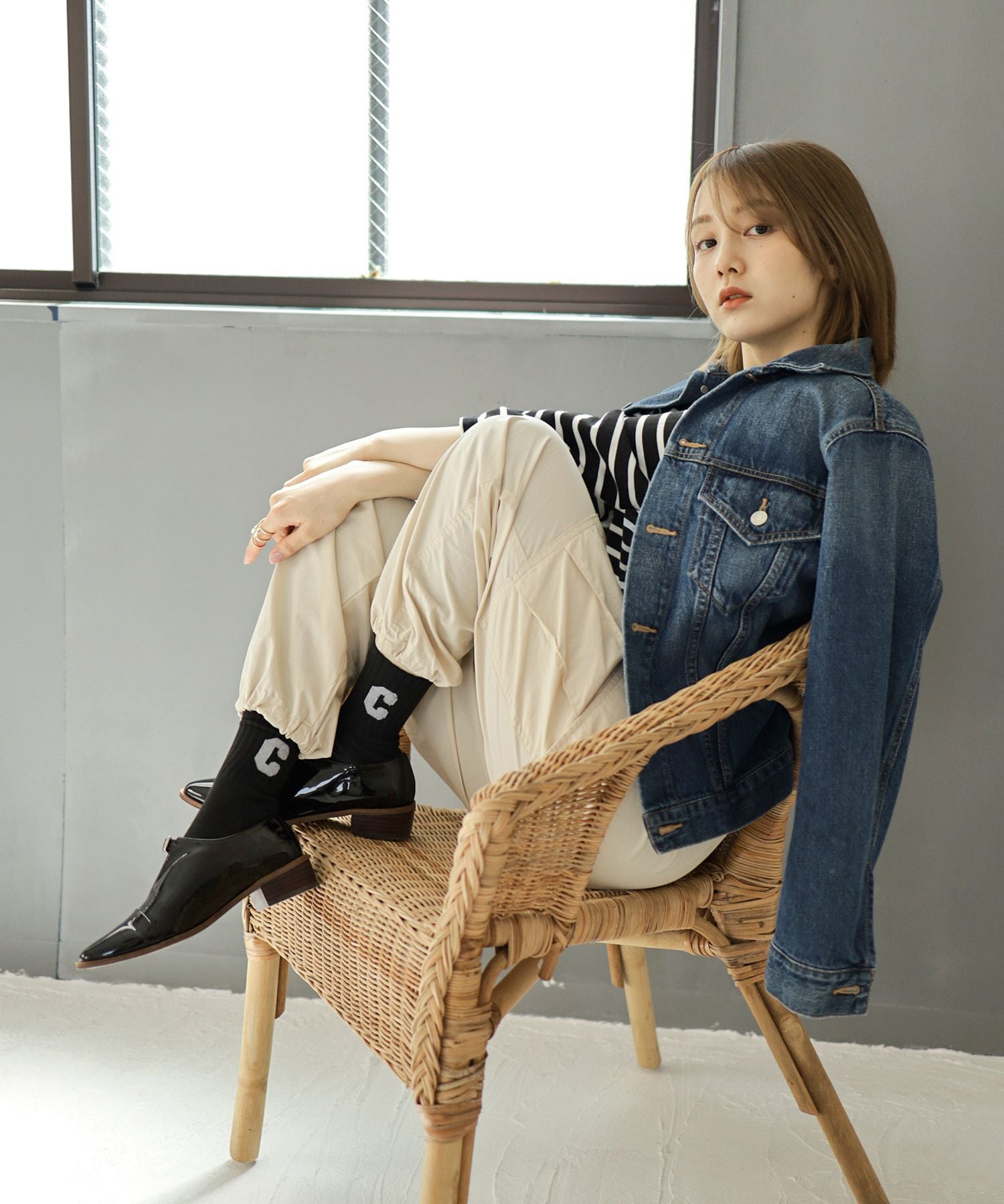 アルファベット刺繍クルーソックス【返品・交換不可】【4セットまで