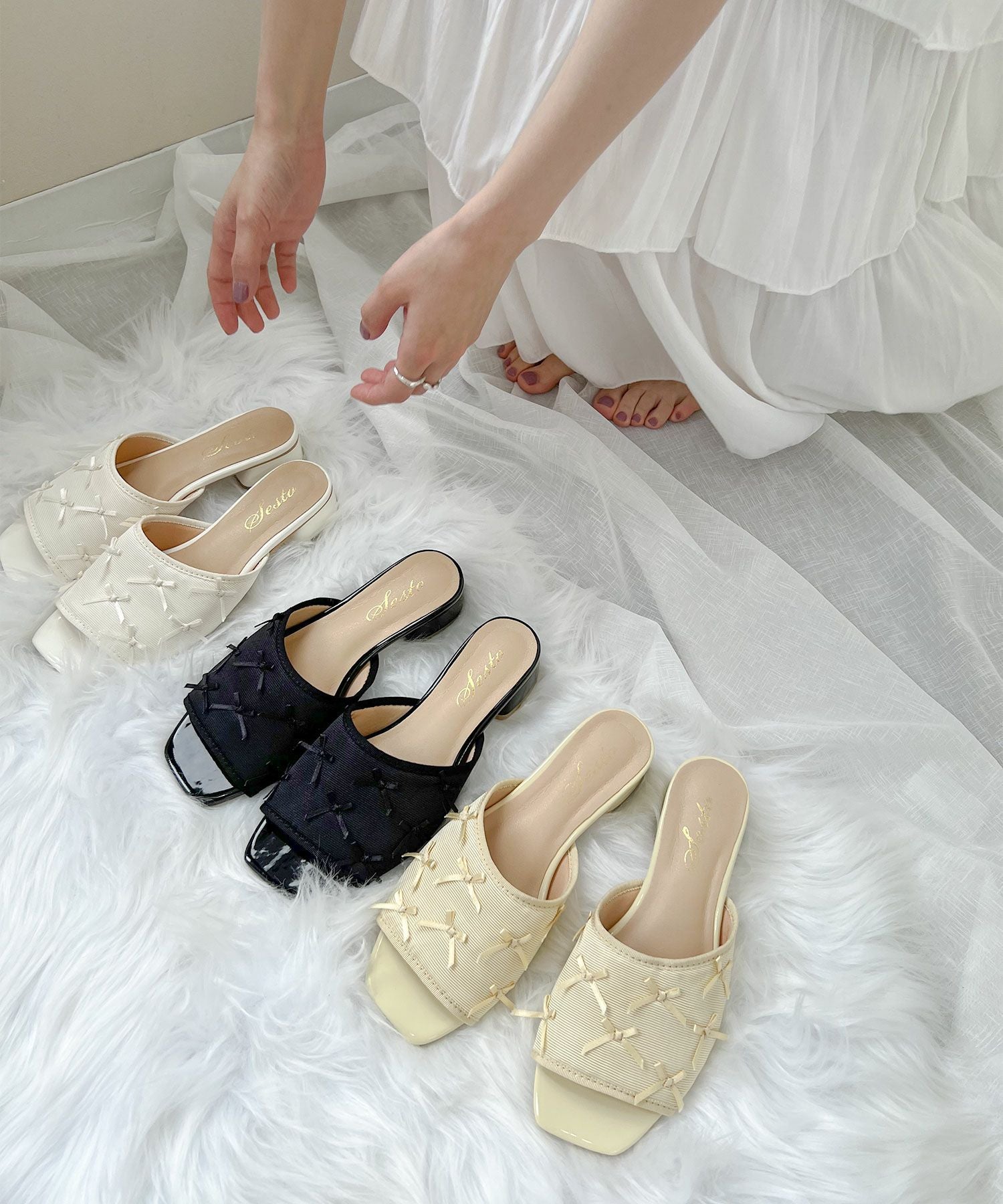 タイニーリボンローヒールミュール【公式ショップ・ZOZOTOWN限定販売アイテム】▲返品交換不可