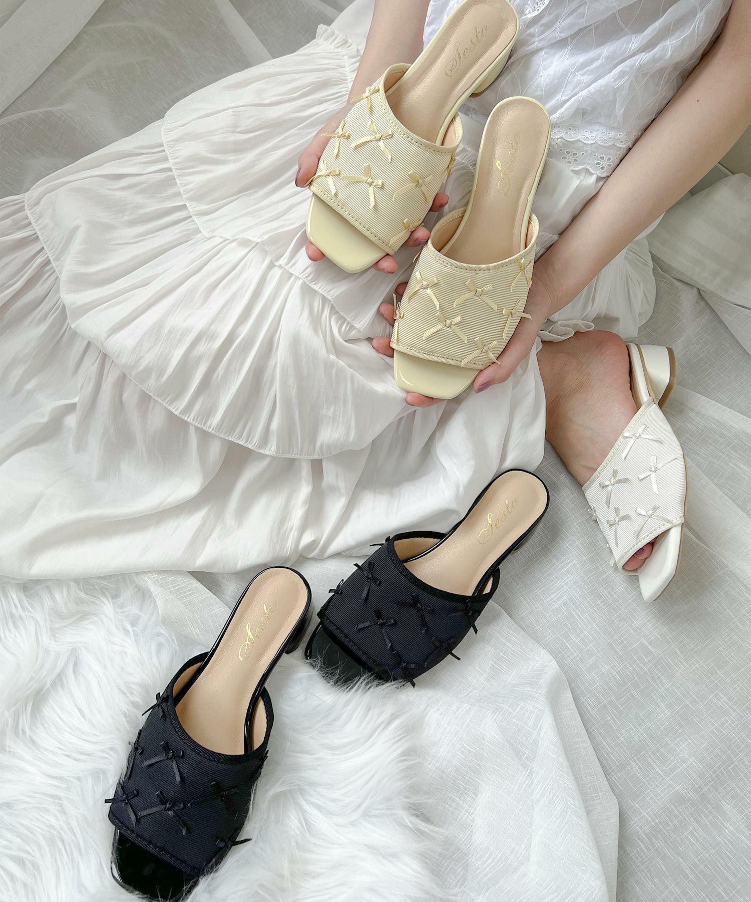 タイニーリボンローヒールミュール【公式ショップ・ZOZOTOWN限定販売アイテム】▲返品交換不可