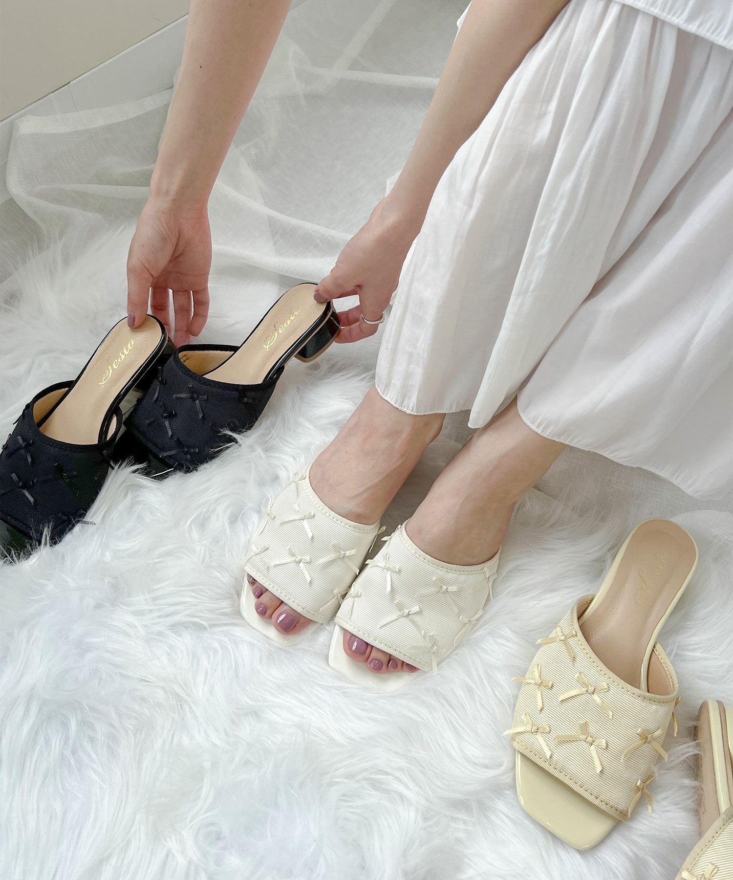 タイニーリボンローヒールミュール【公式ショップ・ZOZOTOWN限定販売アイテム】▲返品交換不可