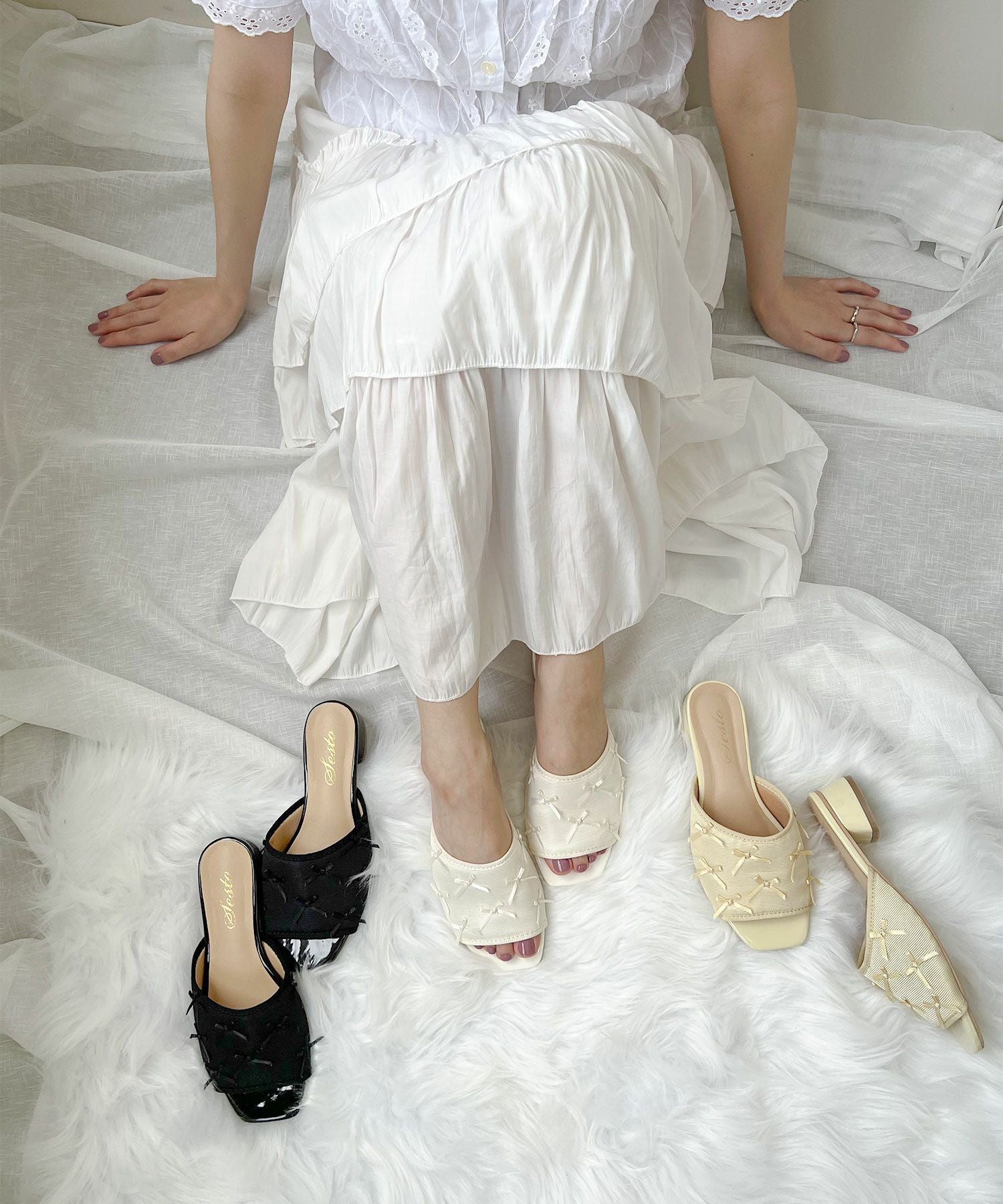 タイニーリボンローヒールミュール【公式ショップ・ZOZOTOWN限定販売アイテム】▲返品交換不可