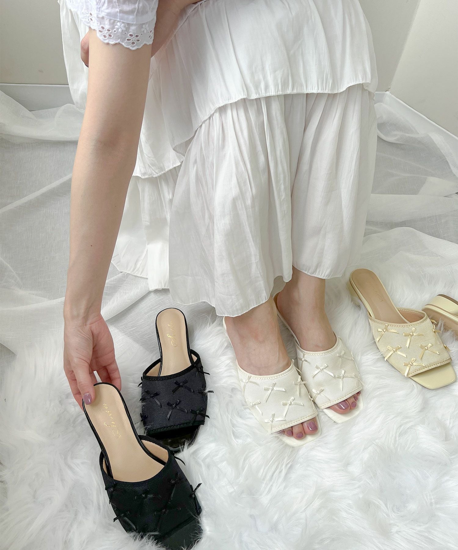 タイニーリボンローヒールミュール【公式ショップ・ZOZOTOWN限定販売アイテム】▲返品交換不可